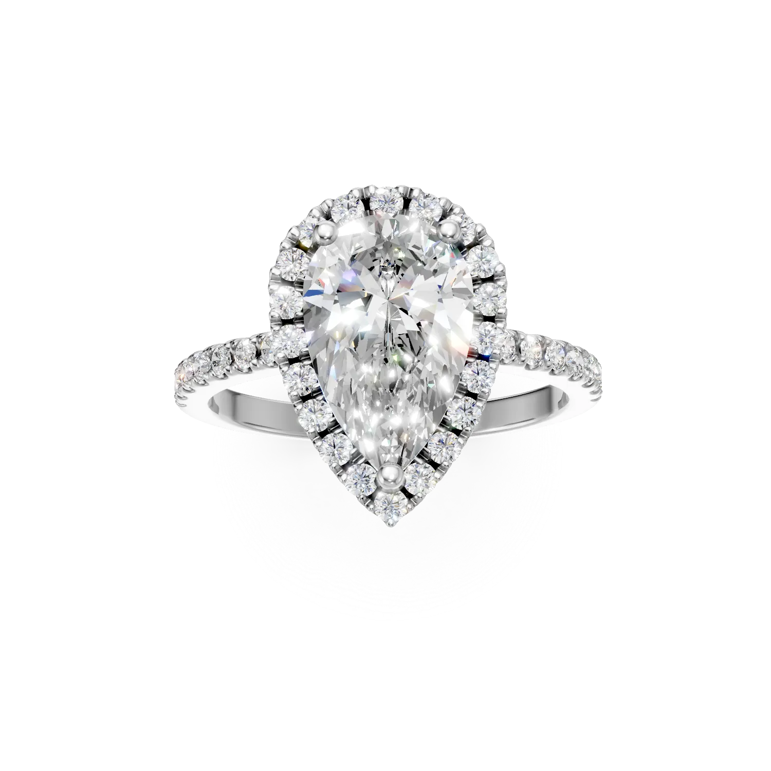 Inel lacrima din aur alb cu diamante de 2.51ct create in laborator - imagine 3