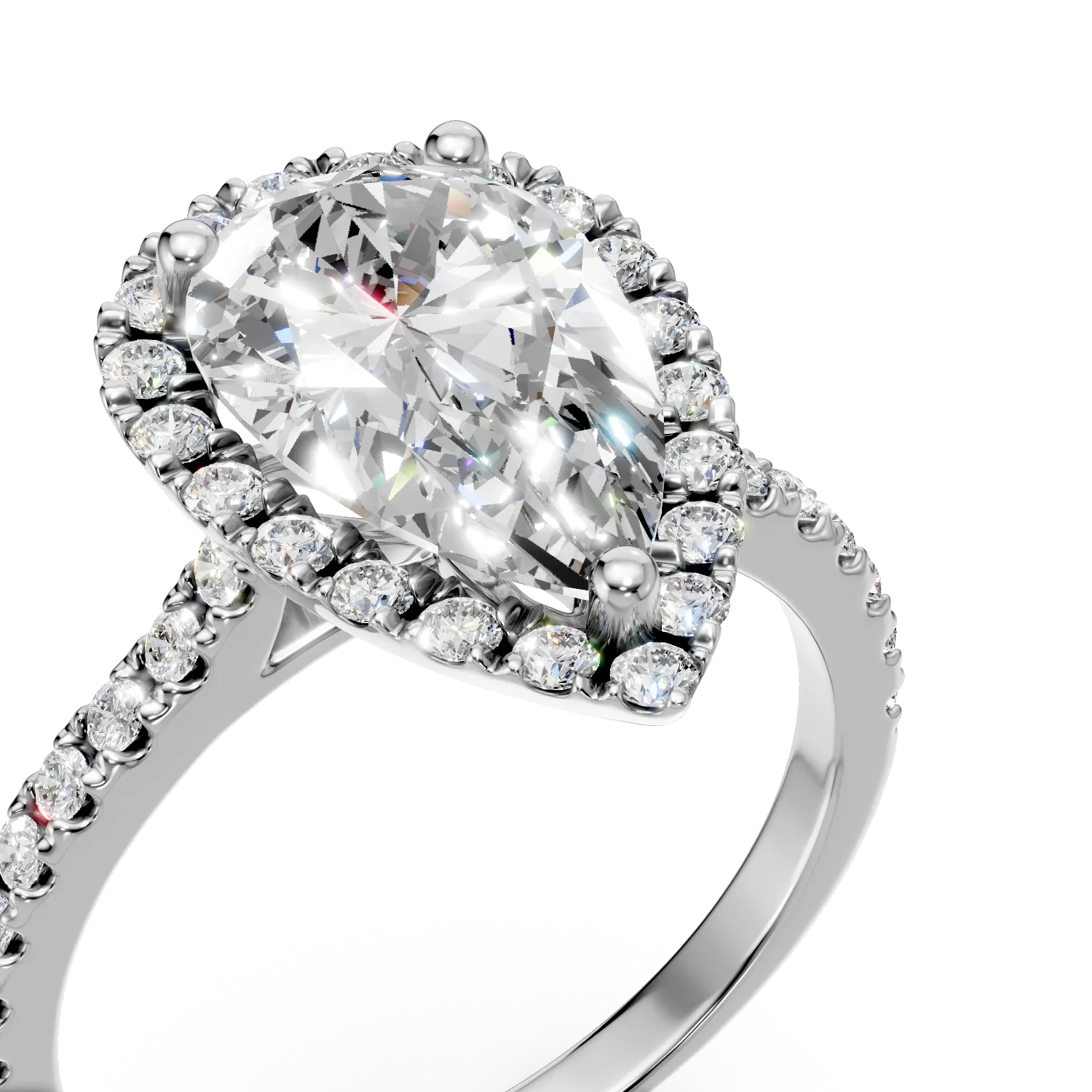 Inel lacrima din aur alb cu diamante de 2.51ct create in laborator - imagine 4