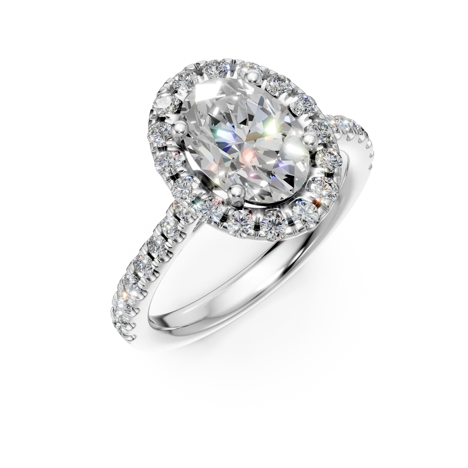 Inel din aur alb cu diamante de 2ct create in laborator