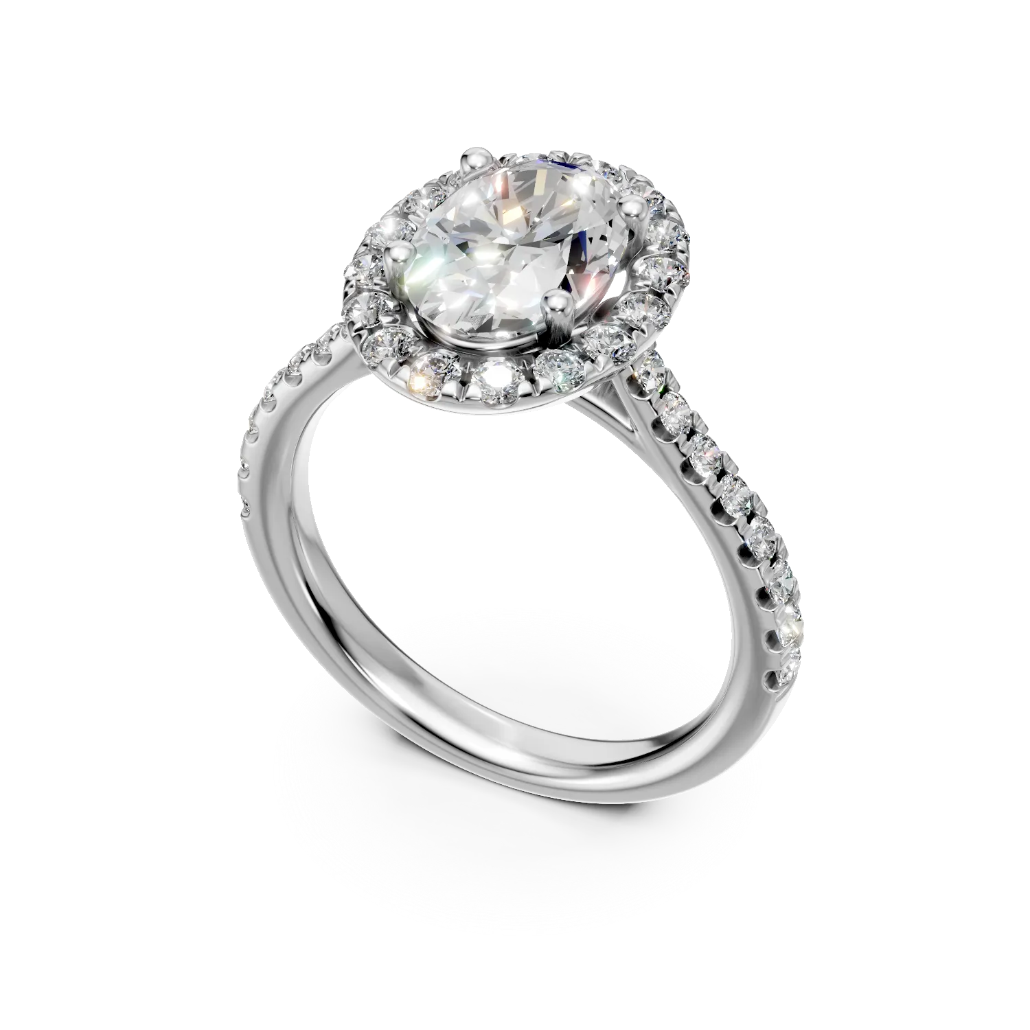 Inel din aur alb cu diamante de 2ct create in laborator