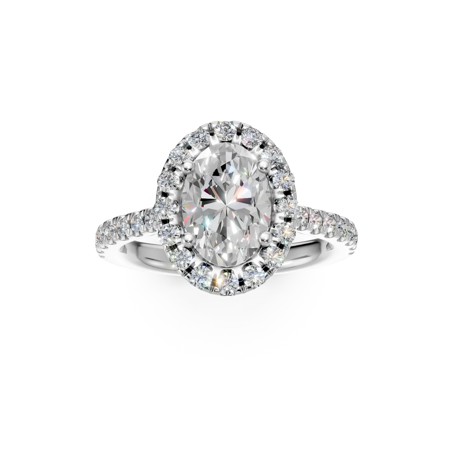 Inel din aur alb cu diamante de 2ct create in laborator
