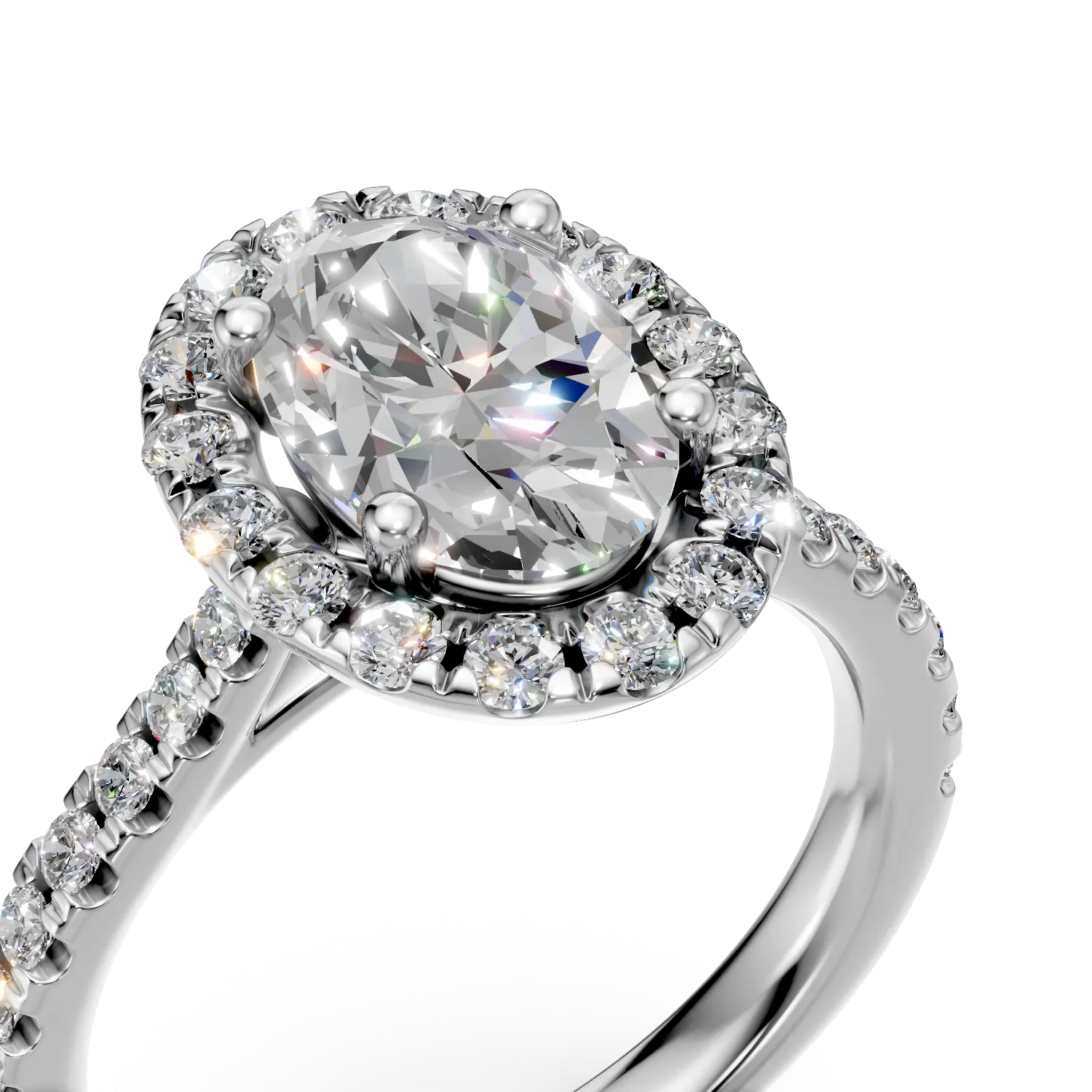 Inel din aur alb cu diamante de 2ct create in laborator