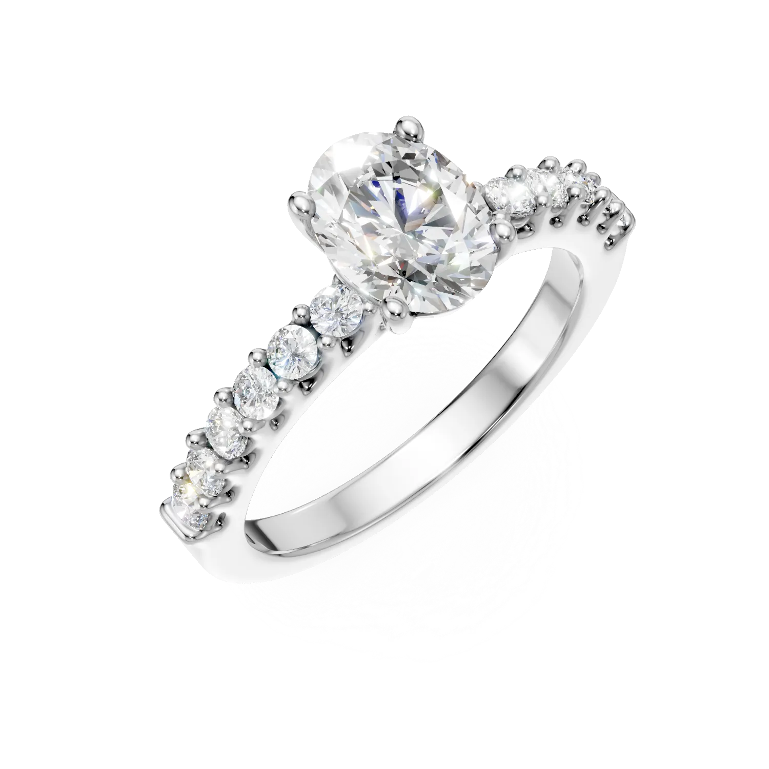 Inel din aur alb cu diamante de 1.52ct create in laborator