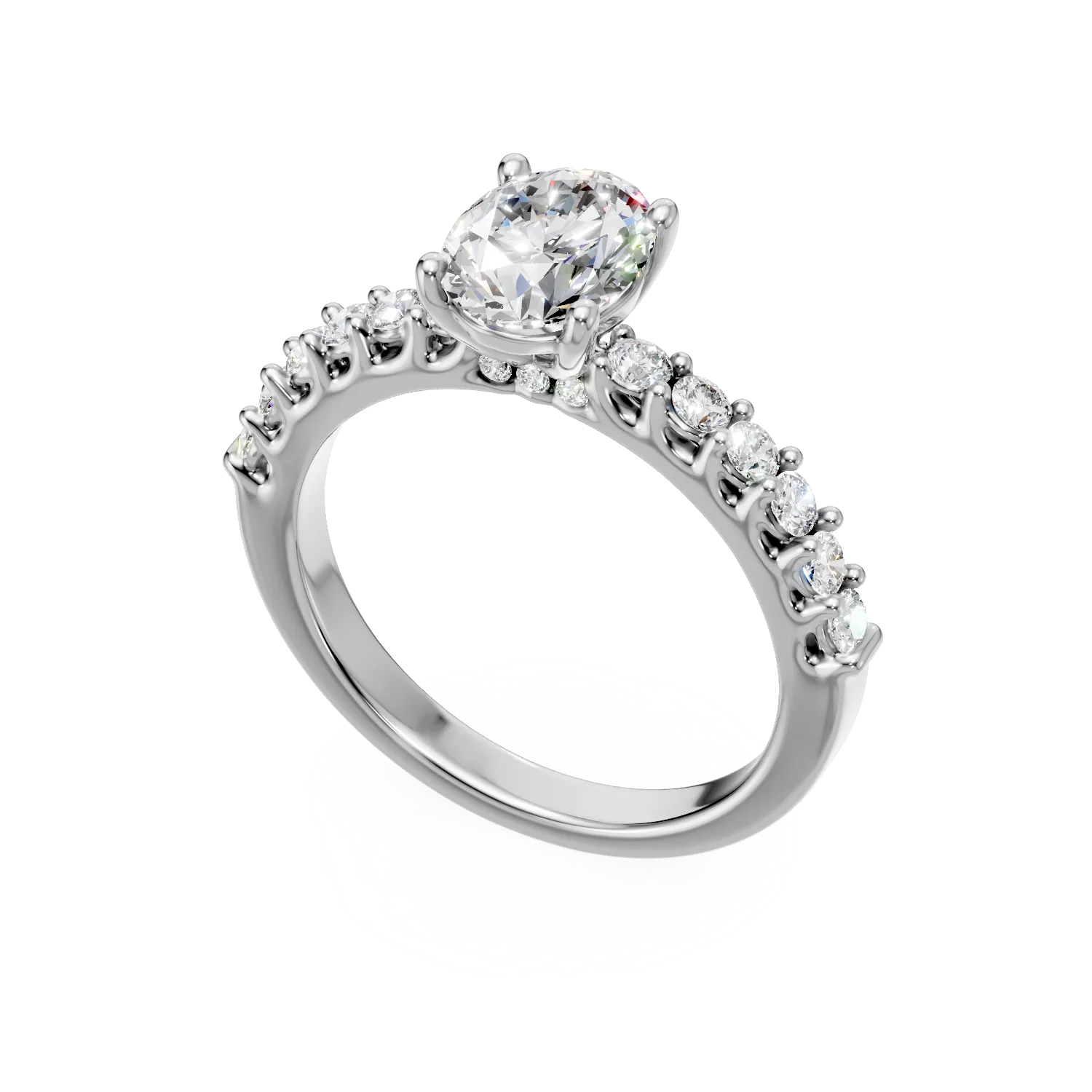 Inel din aur alb cu diamante de 1.52ct create in laborator