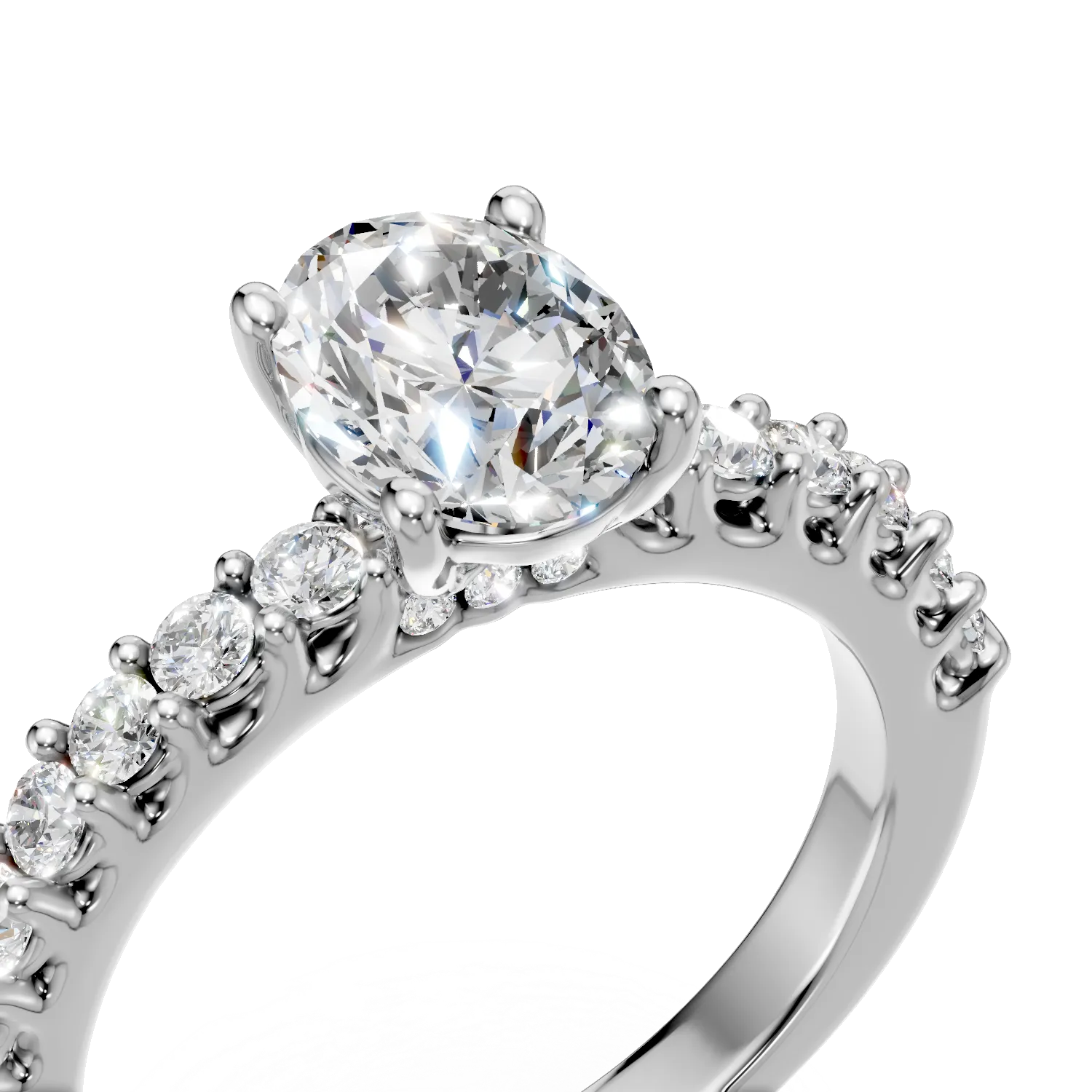Inel din aur alb cu diamante de 1.52ct create in laborator
