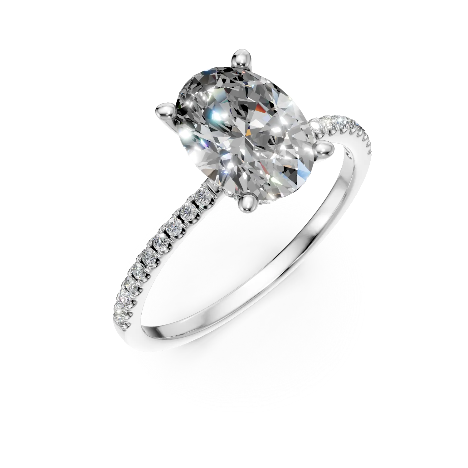 Inel din aur alb cu diamante de 2.23ct create in laborator