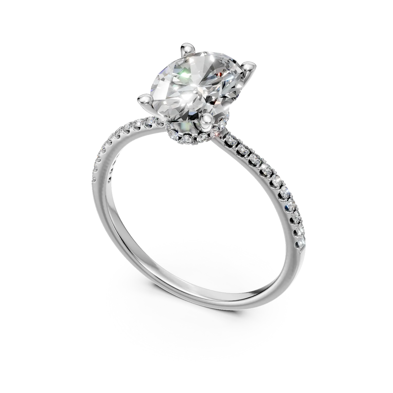 Inel din aur alb cu diamante de 2.25ct create in laborator