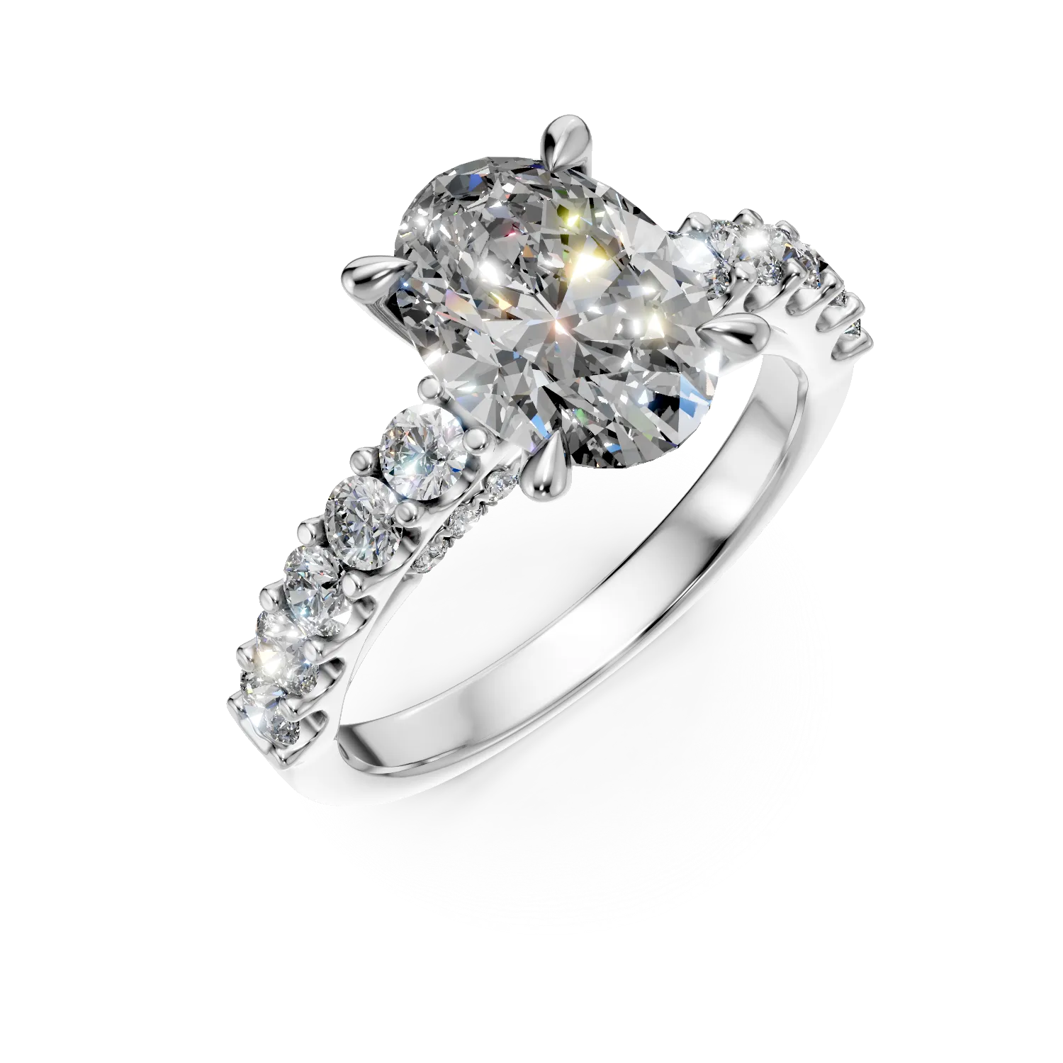 Inel din aur alb cu diamante de 2.78ct create in laborator