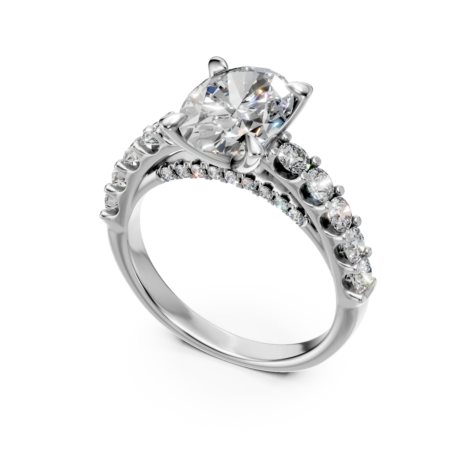 Inel din aur alb cu diamante de 2.78ct create in laborator