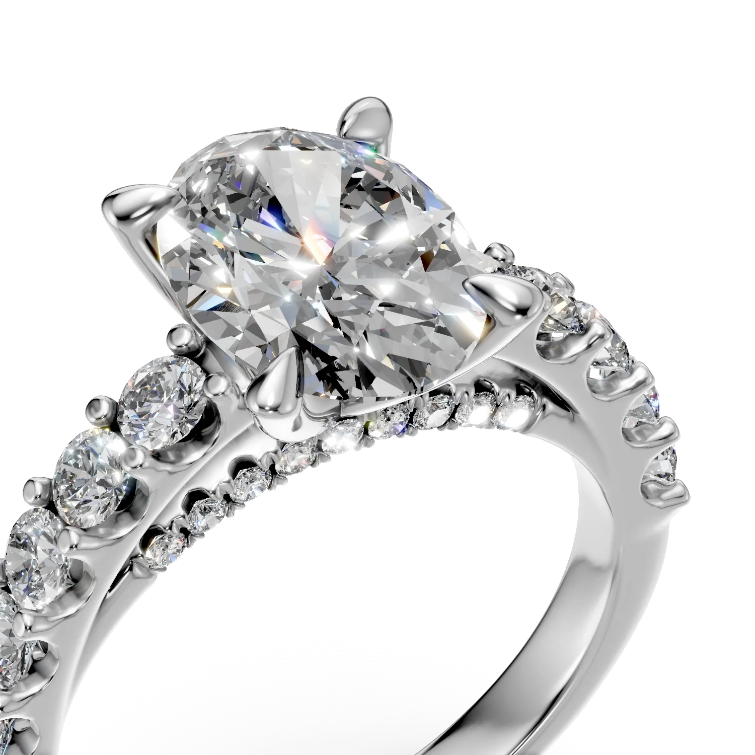 Inel din aur alb cu diamante de 2.78ct create in laborator