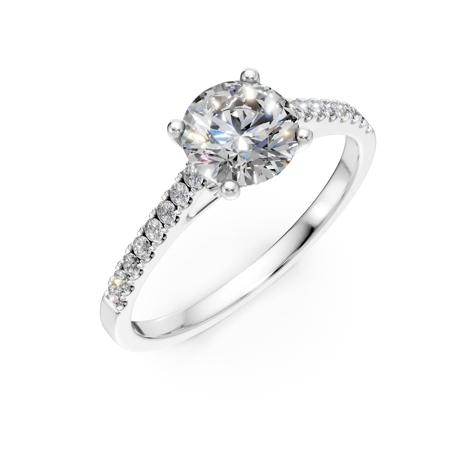 Inel din aur alb cu diamante de 1.3ct create in laborator