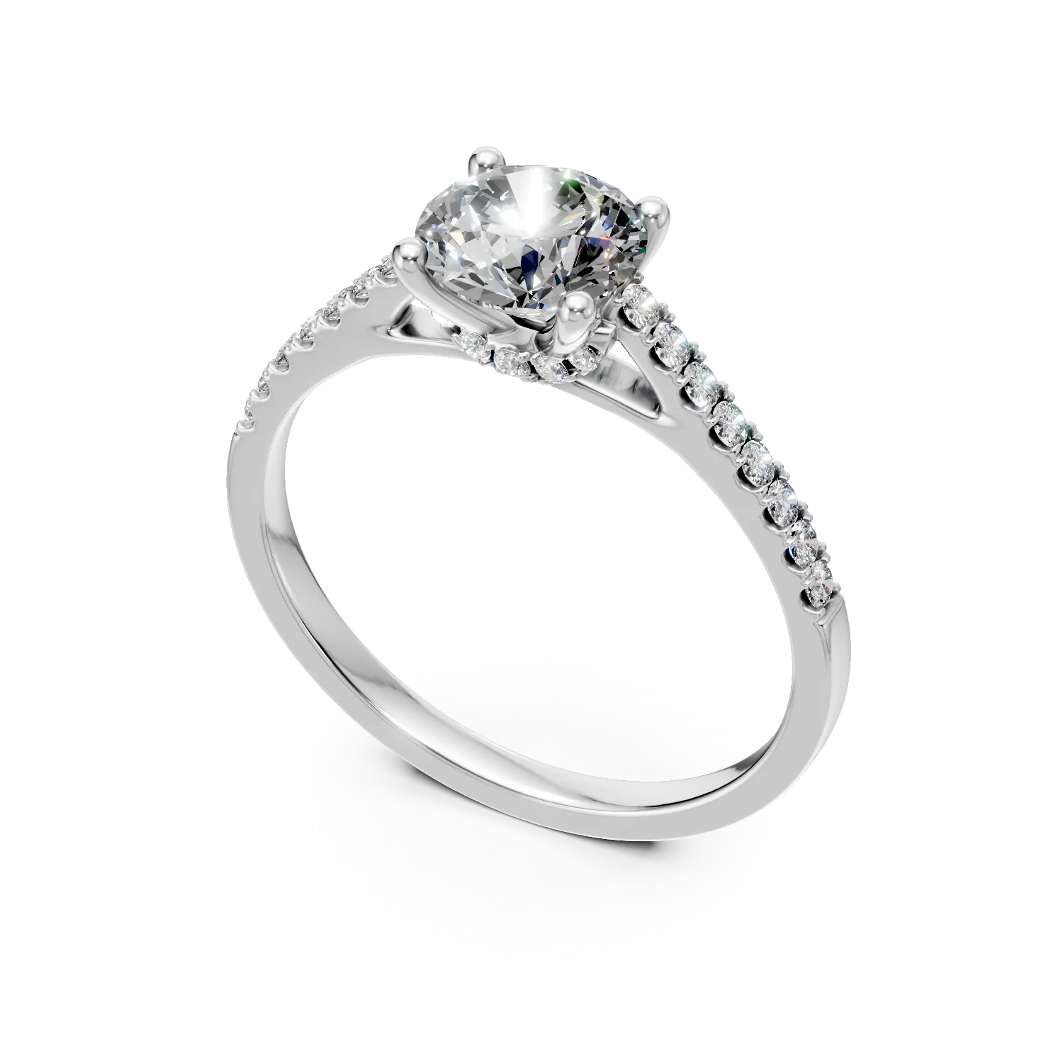 Inel din aur alb cu diamante de 1.2ct create in laborator