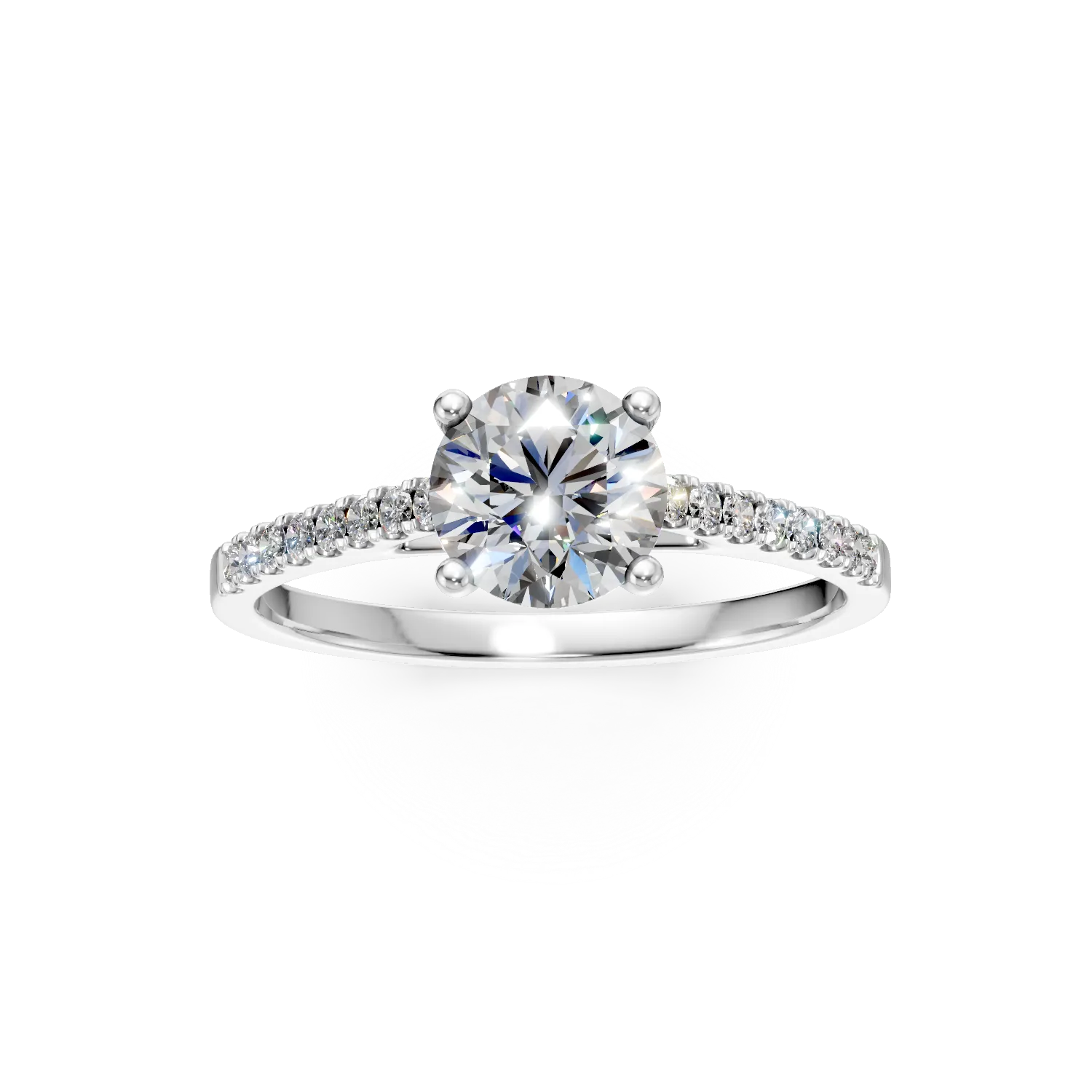 Inel din aur alb cu diamante de 1.2ct create in laborator
