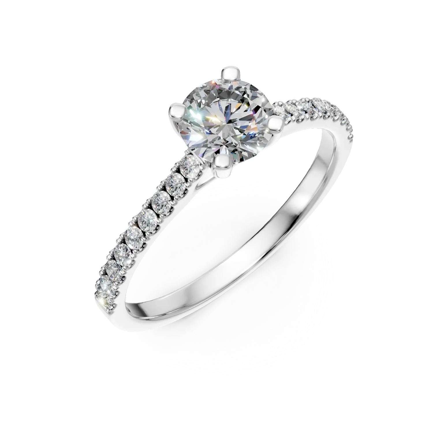 Inel de logodna din aur alb cu diamante de 0.9ct create in laborator