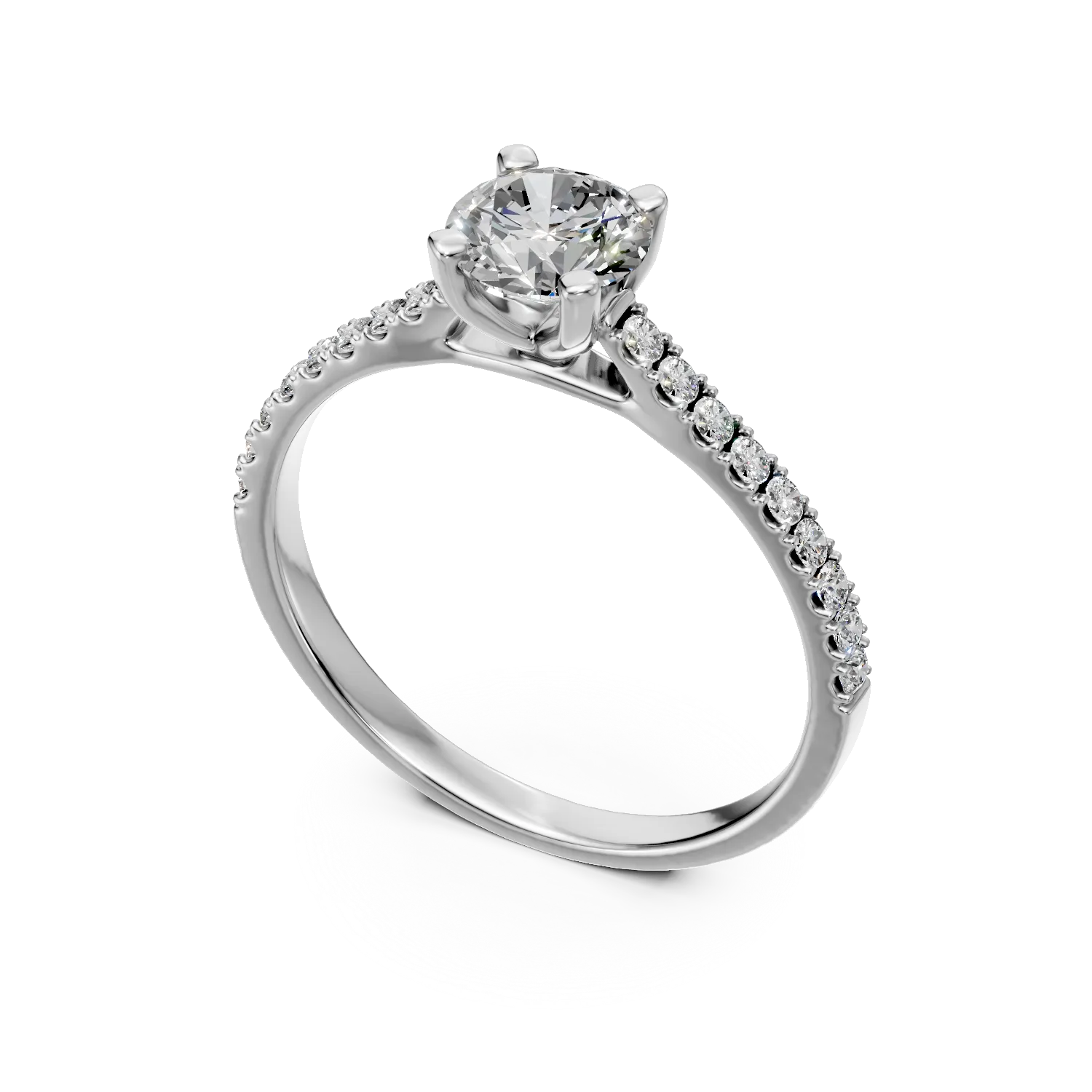 Inel de logodna din aur alb cu diamante de 0.9ct create in laborator