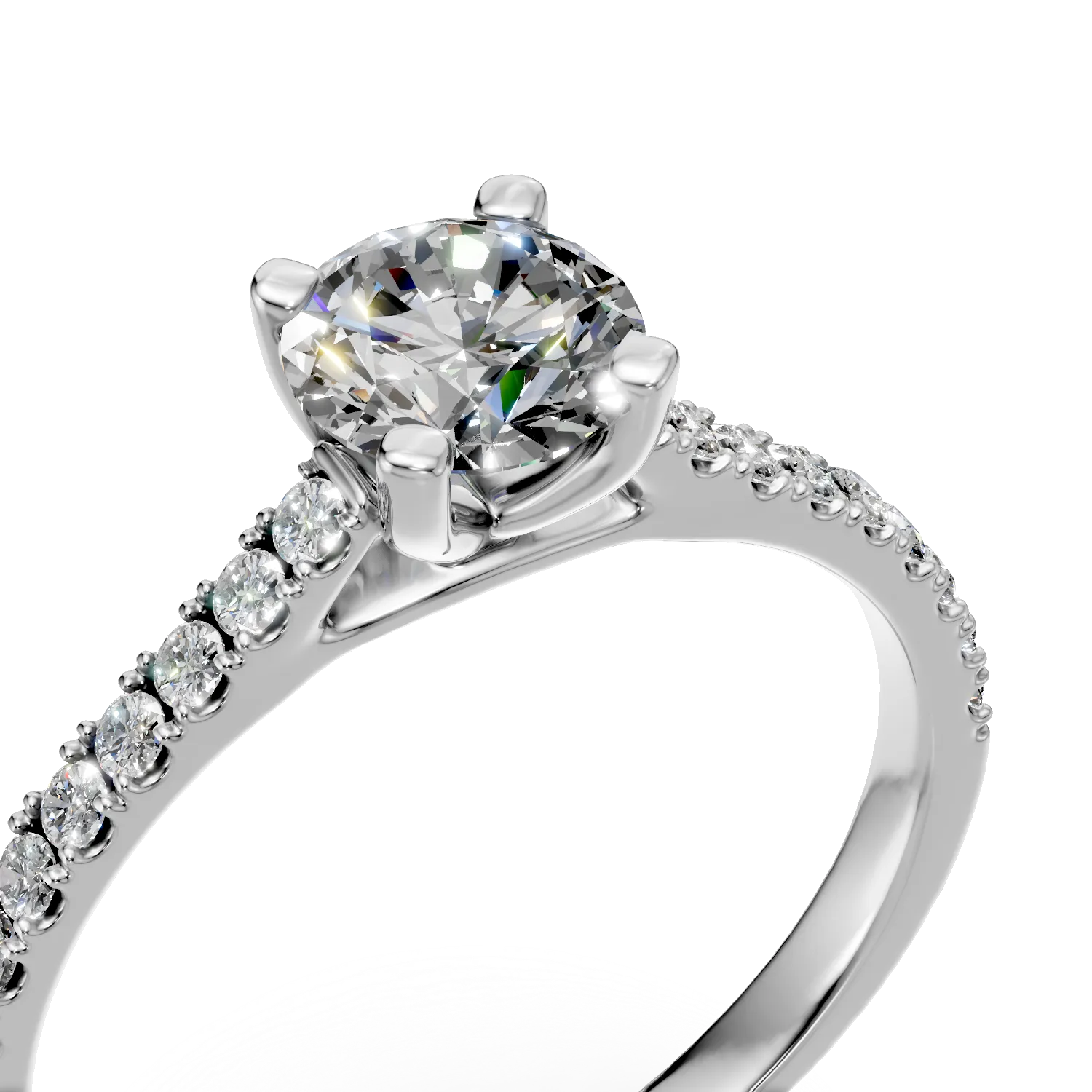 Inel de logodna din aur alb cu diamante de 0.9ct create in laborator