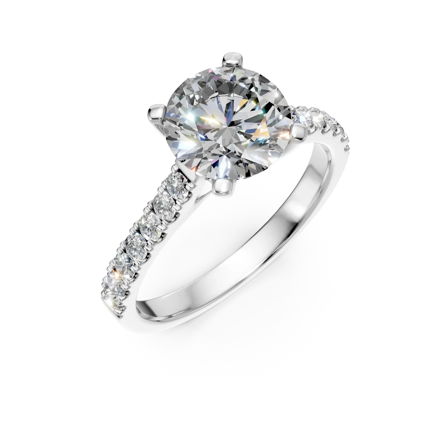 Inel de logodna din aur alb cu diamante de 1.7ct create in laborator
