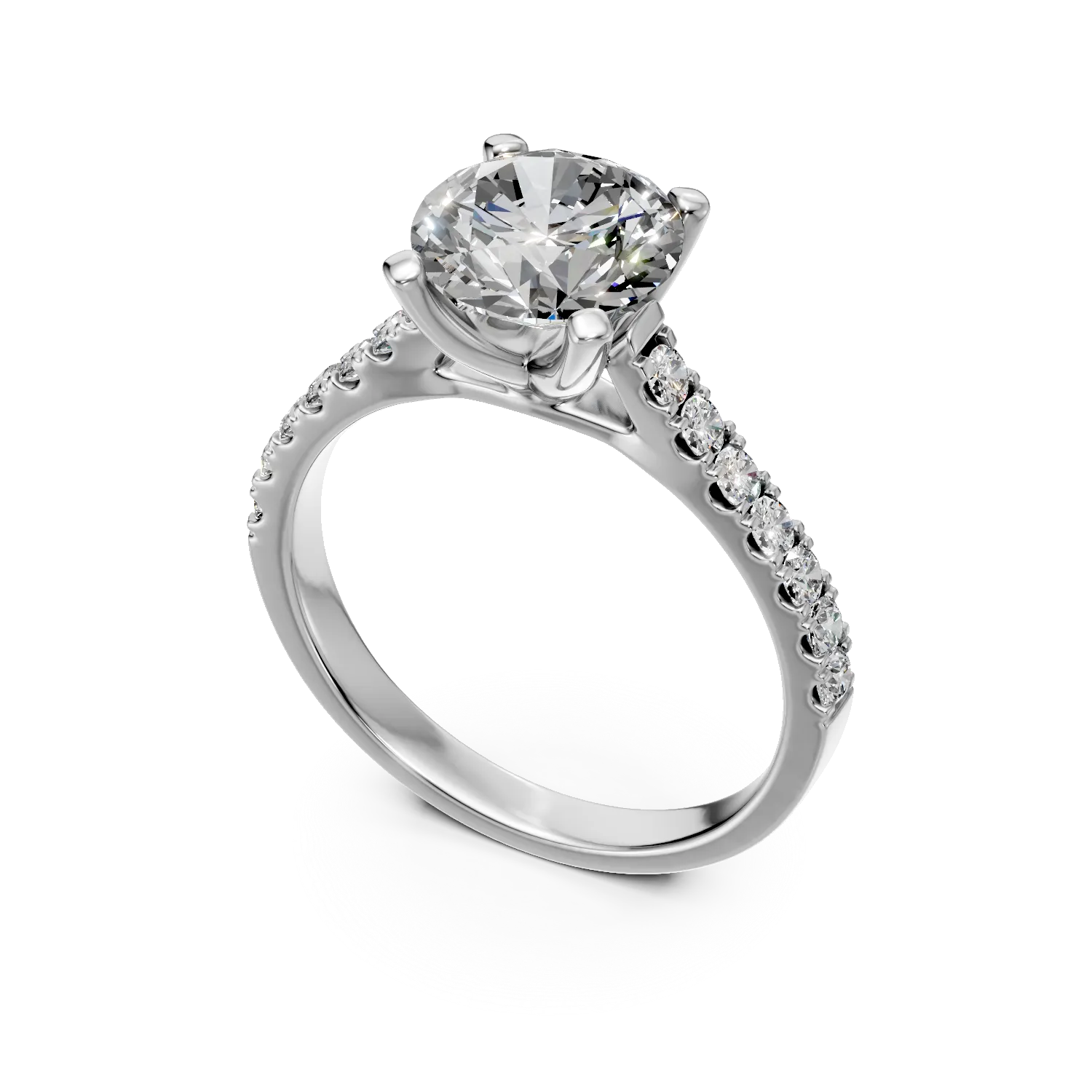Inel de logodna din aur alb cu diamante de 1.7ct create in laborator