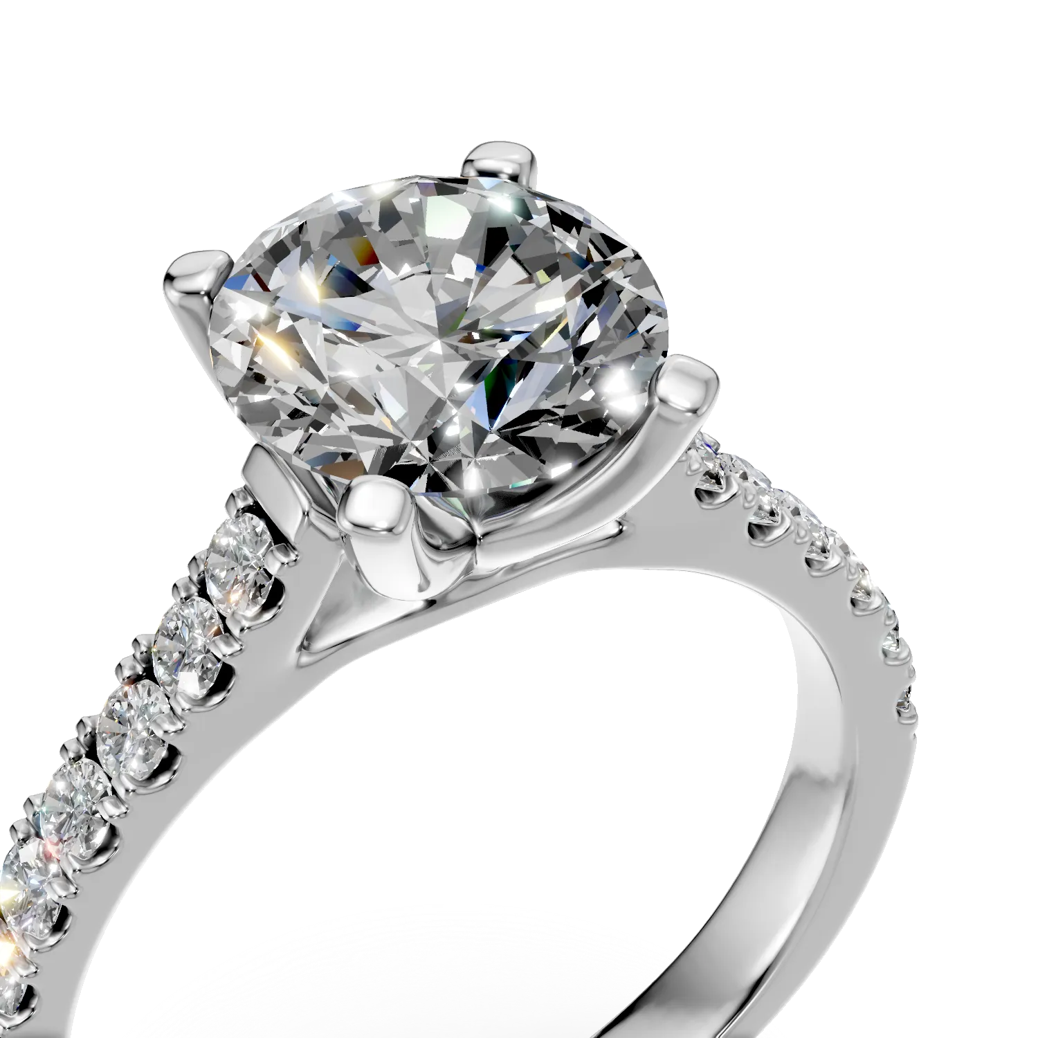 Inel de logodna din aur alb cu diamante de 1.7ct create in laborator