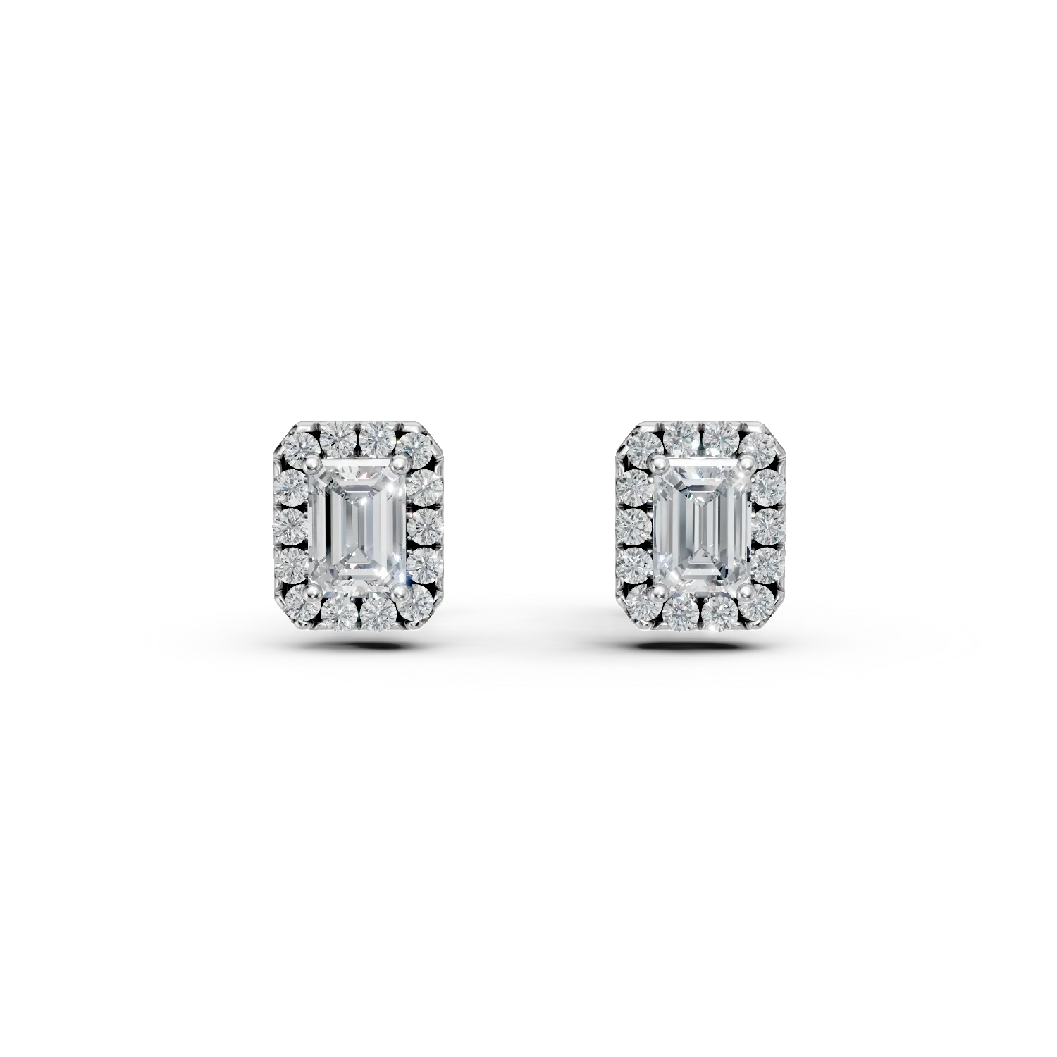 Cercei din aur alb cu diamante de 1.8ct create in laborator