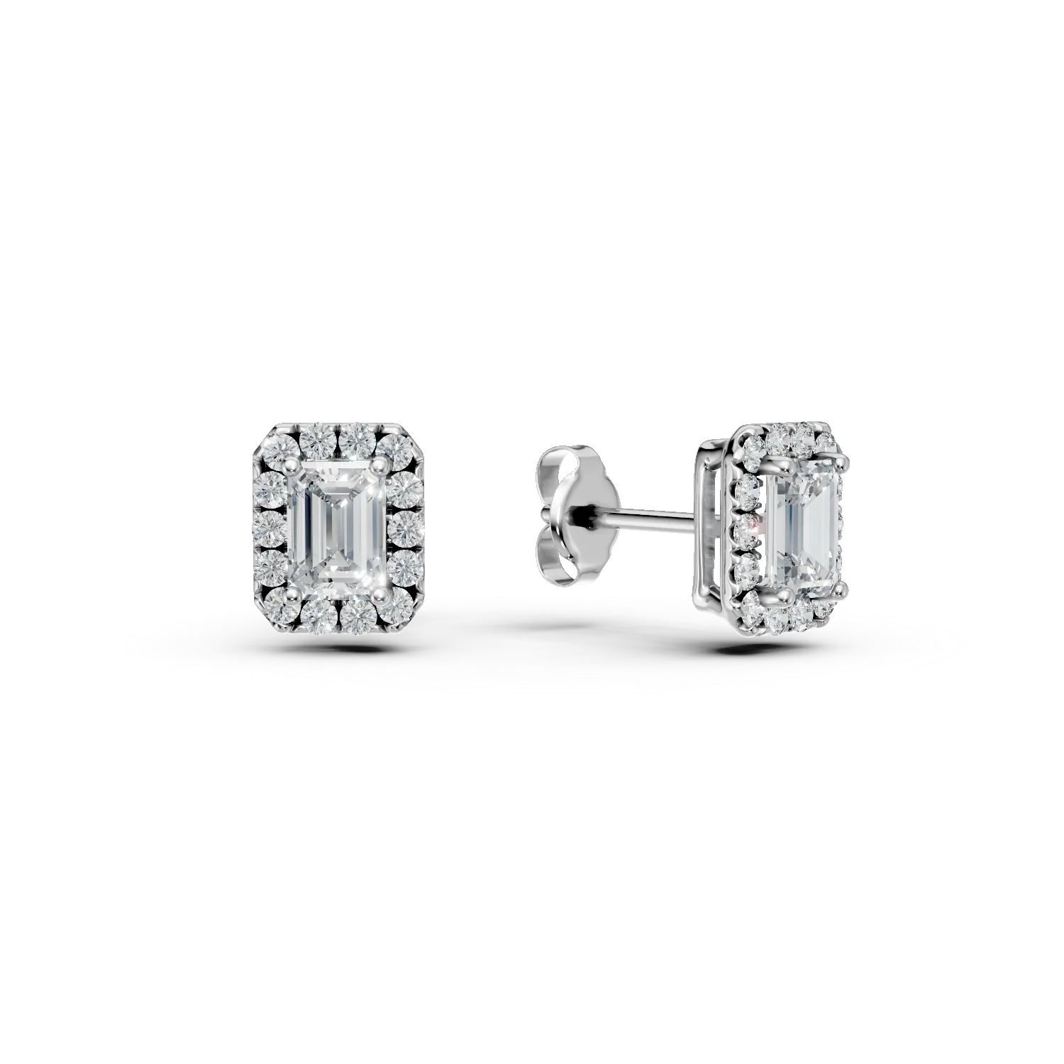 Cercei din aur alb cu diamante de 1.8ct create in laborator