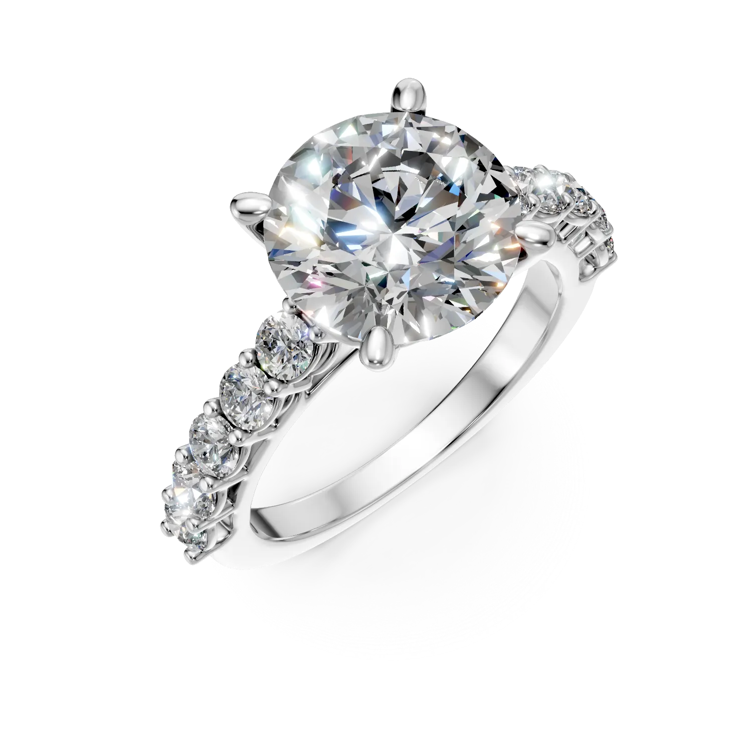 Inel din aur alb cu diamante de 3.73ct create in laborator