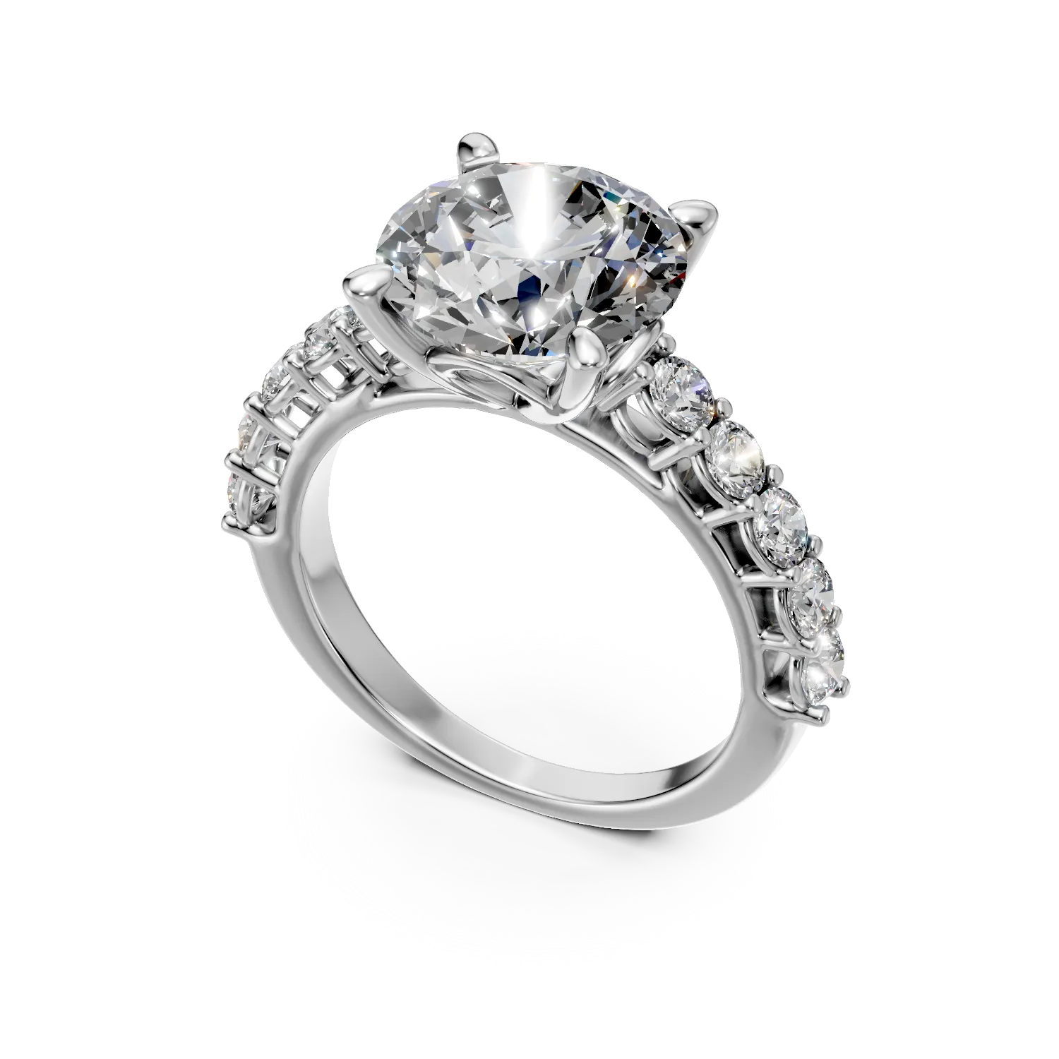 Inel din aur alb cu diamante de 3.73ct create in laborator