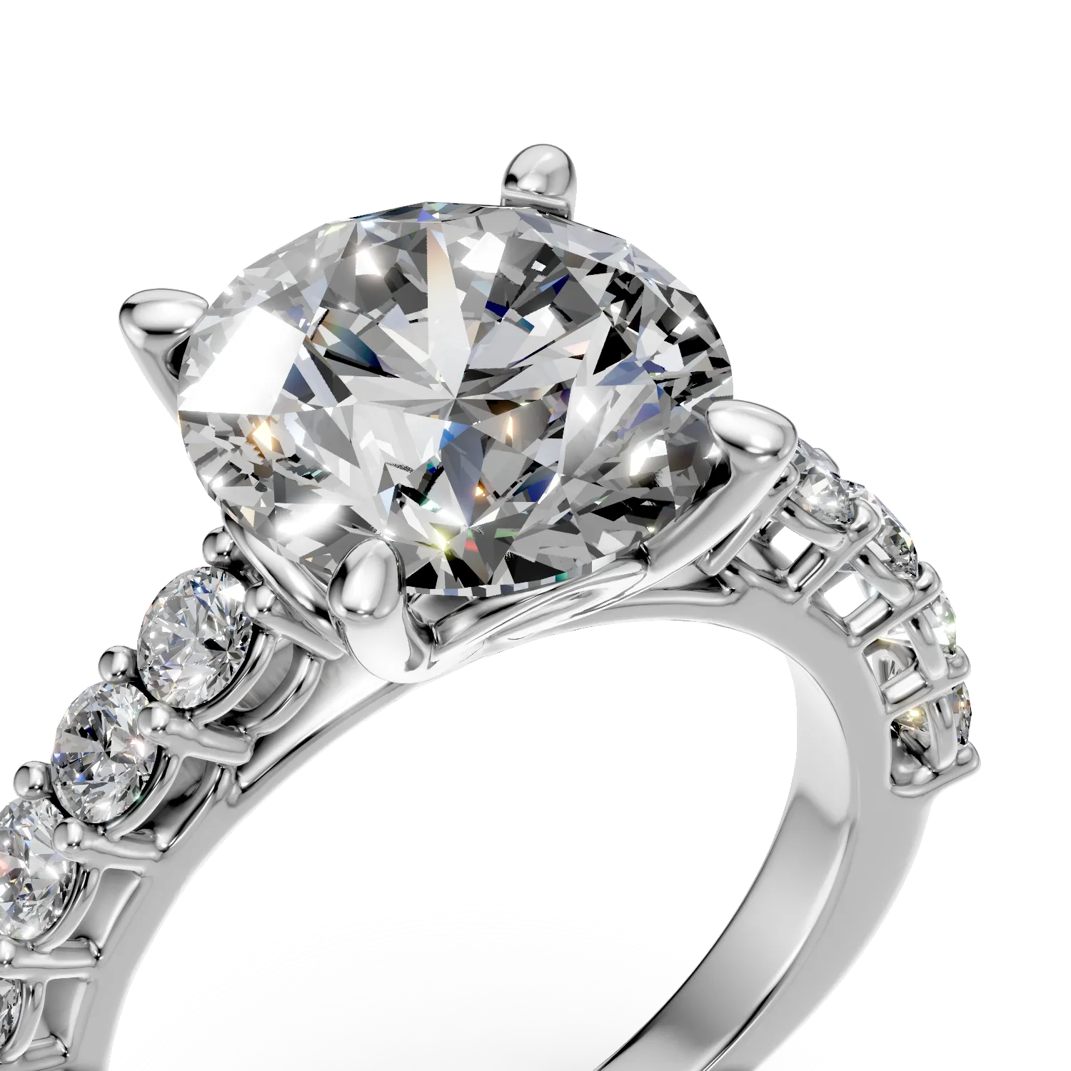 Inel din aur alb cu diamante de 3.73ct create in laborator
