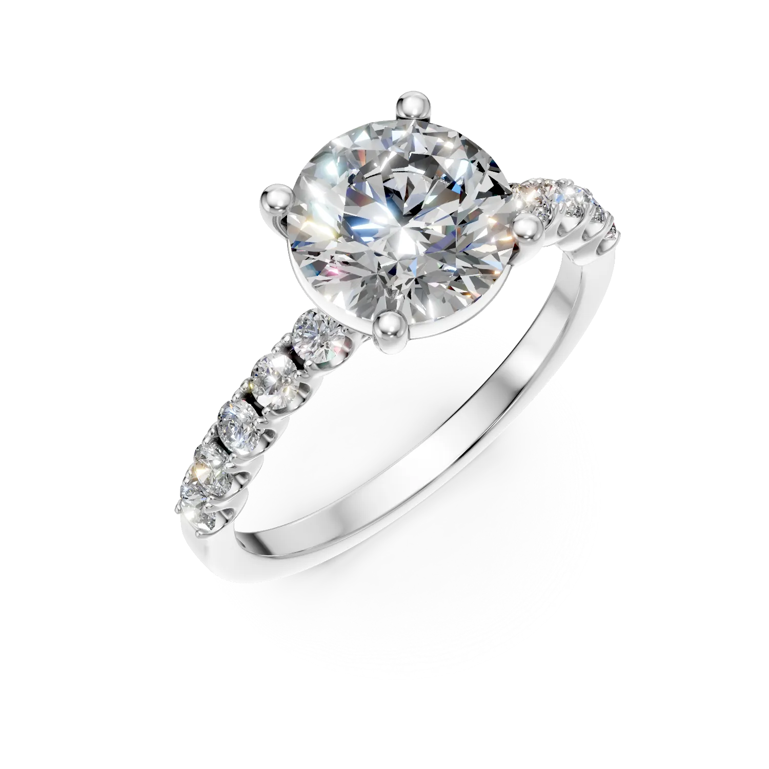 Inel din aur alb cu diamante de 2.55ct create in laborator