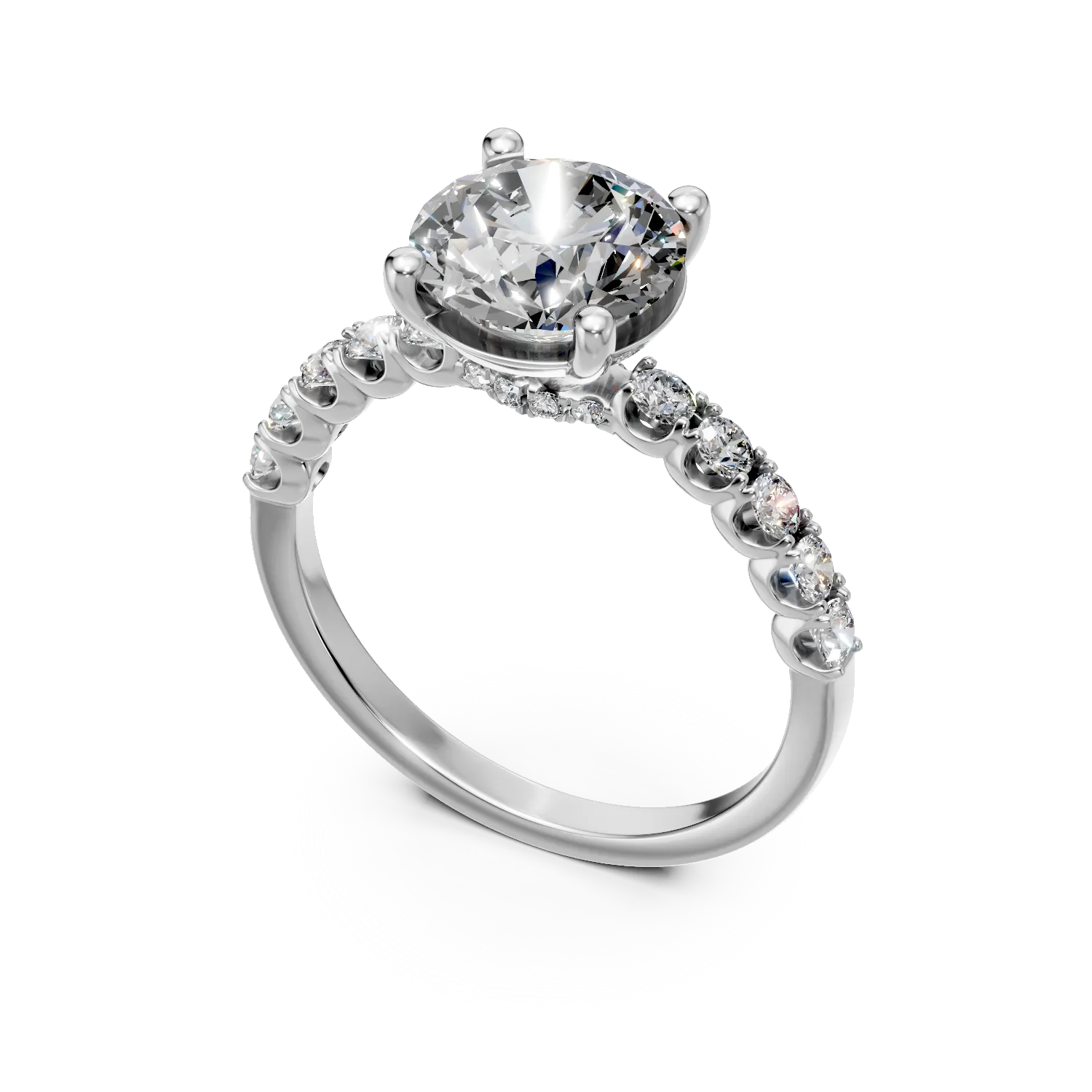 Inel din aur alb cu diamante de 2.5ct create in laborator