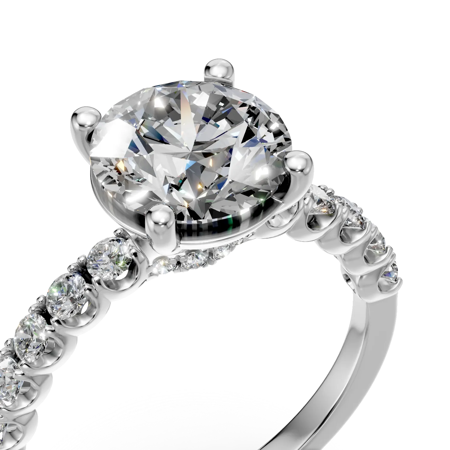 Inel din aur alb cu diamante de 2.5ct create in laborator