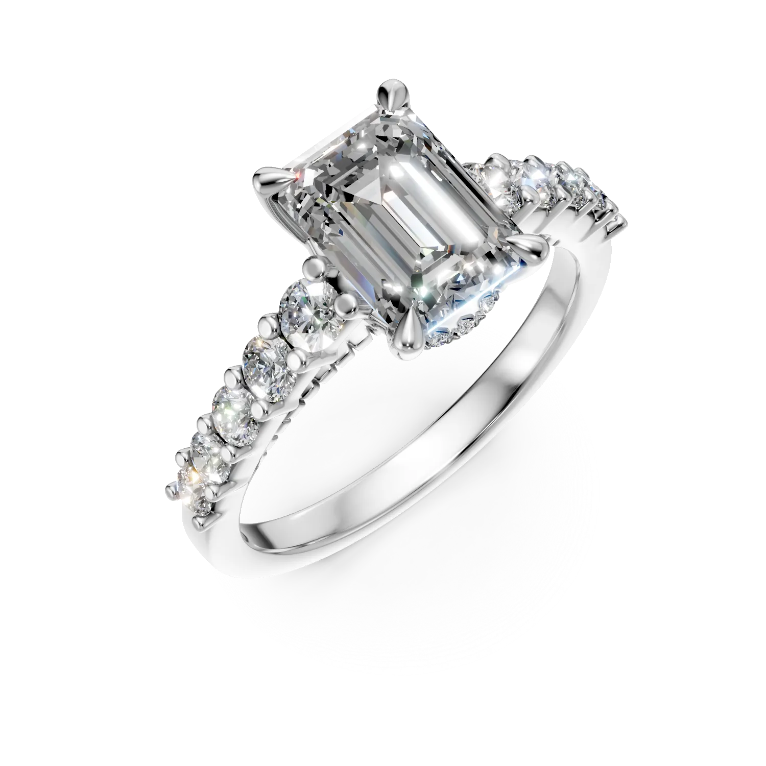 Inel din aur alb cu diamante de 2.77ct create in laborator