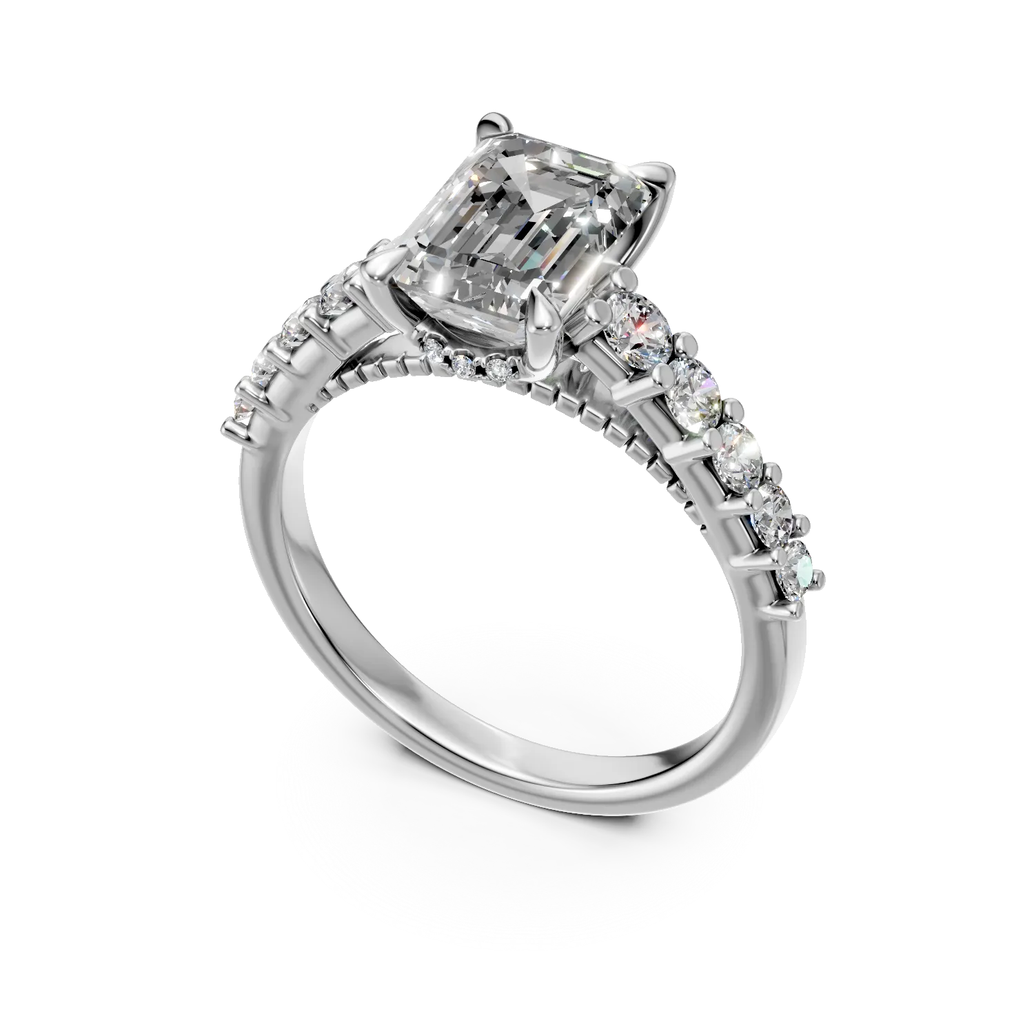 Inel din aur alb cu diamante de 2.77ct create in laborator