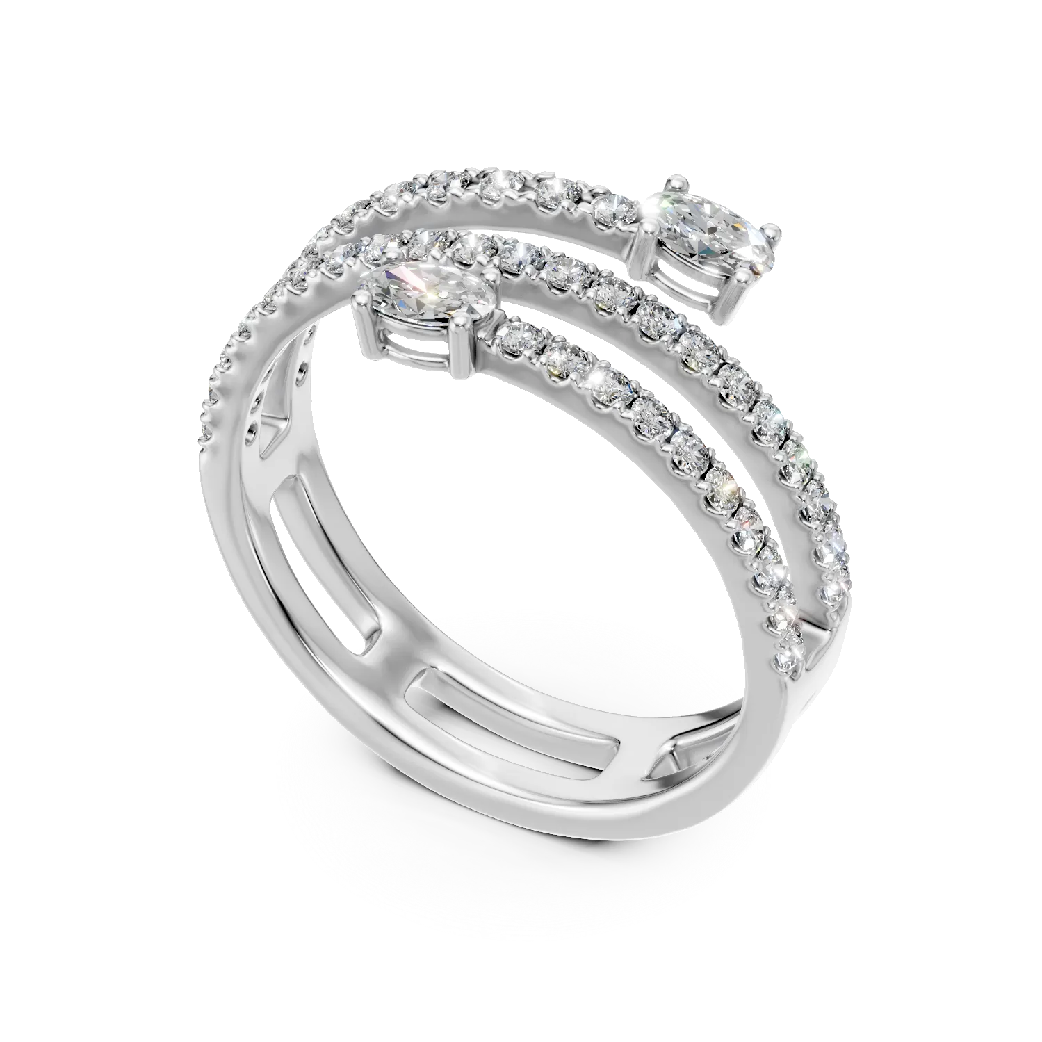 Inel din aur alb cu diamante de 0.96ct create in laborator