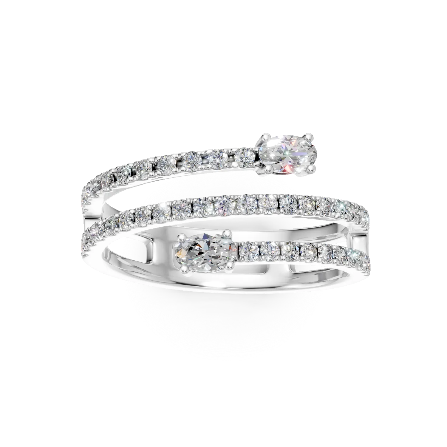 Inel din aur alb cu diamante de 0.96ct create in laborator