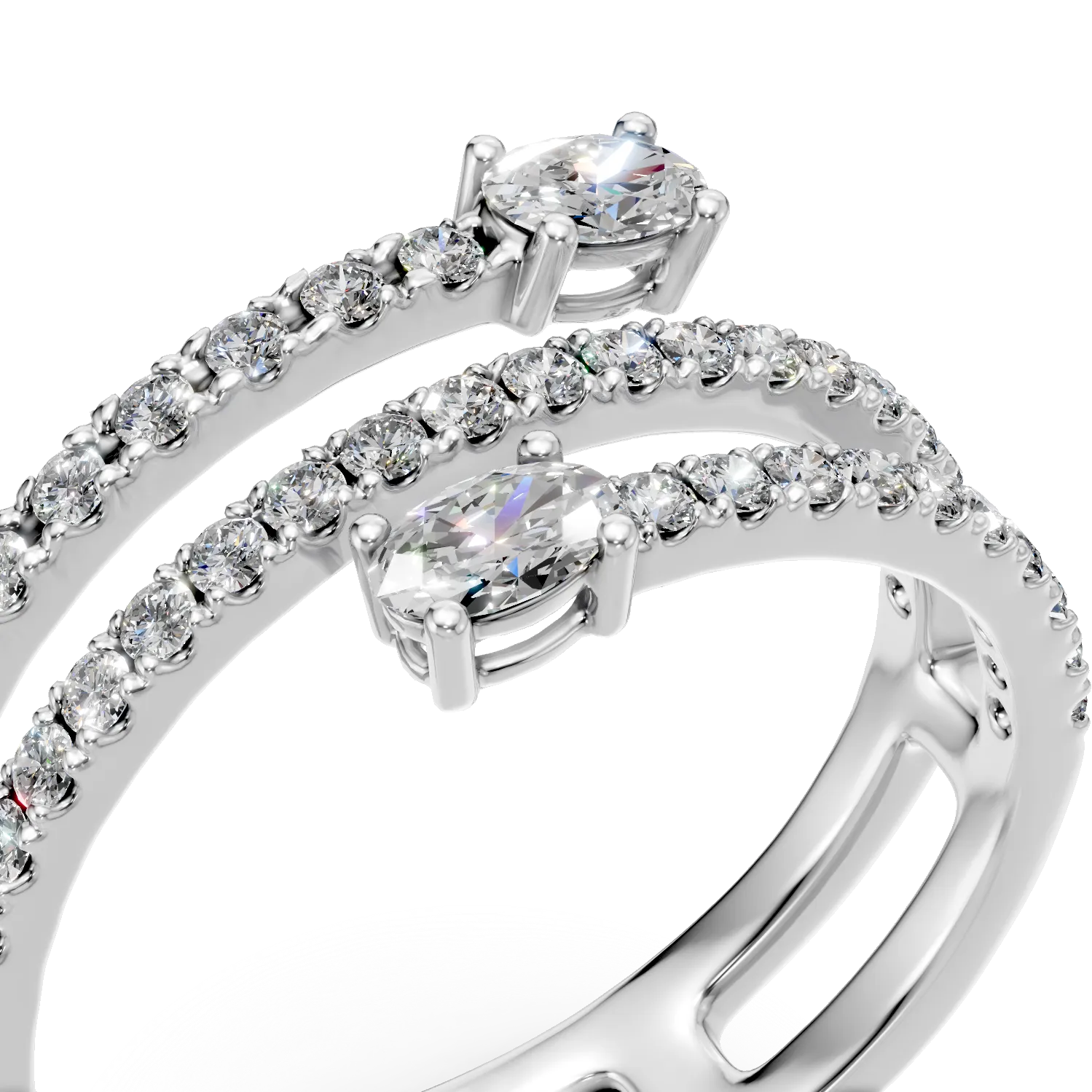 Inel din aur alb cu diamante de 0.96ct create in laborator