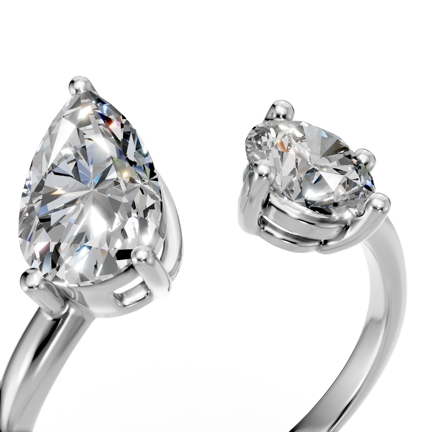 Inel deschis din aur alb cu diamante de 2.05ct create in laborator - imagine 4