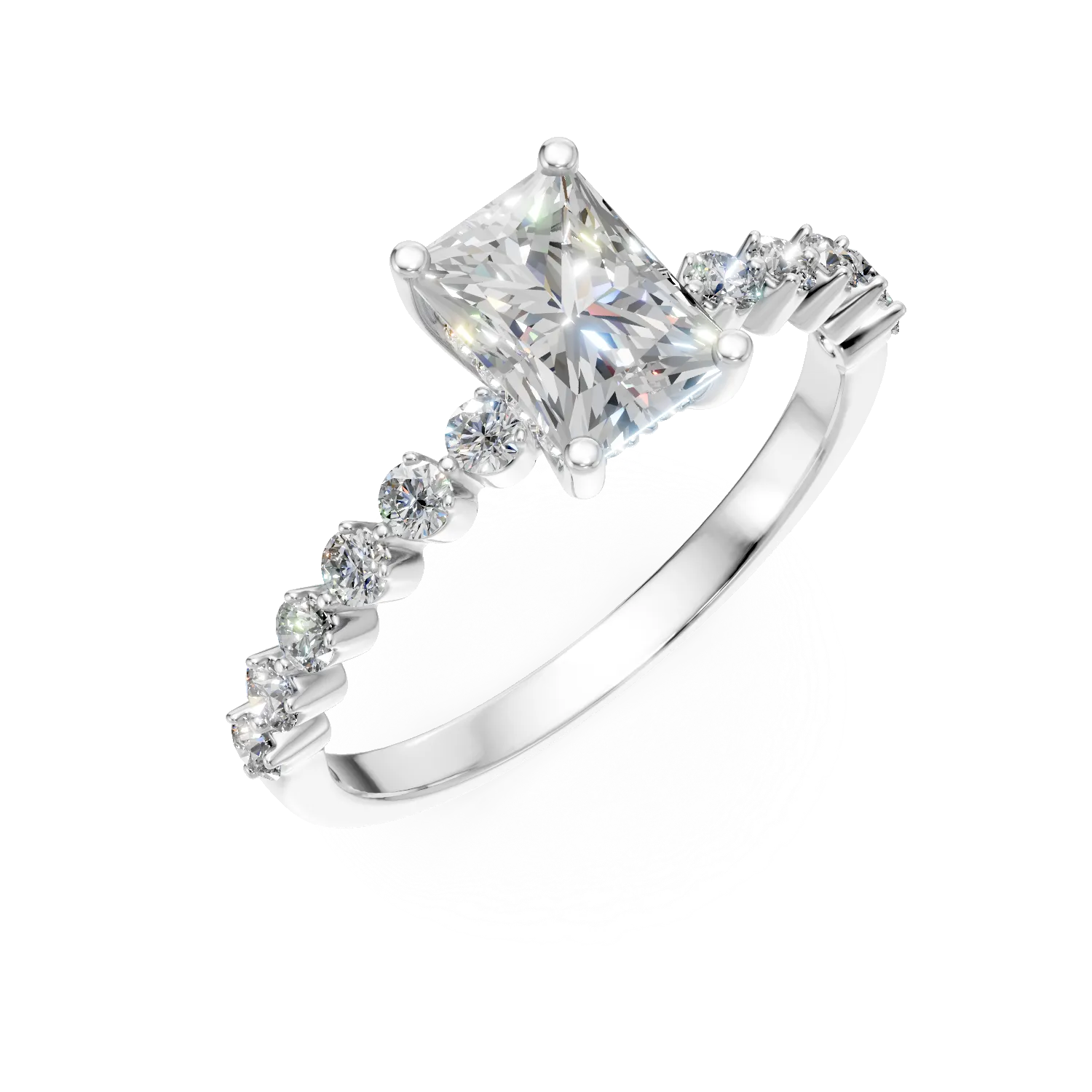 Inel din aur alb cu diamante de 1.54ct create in laborator