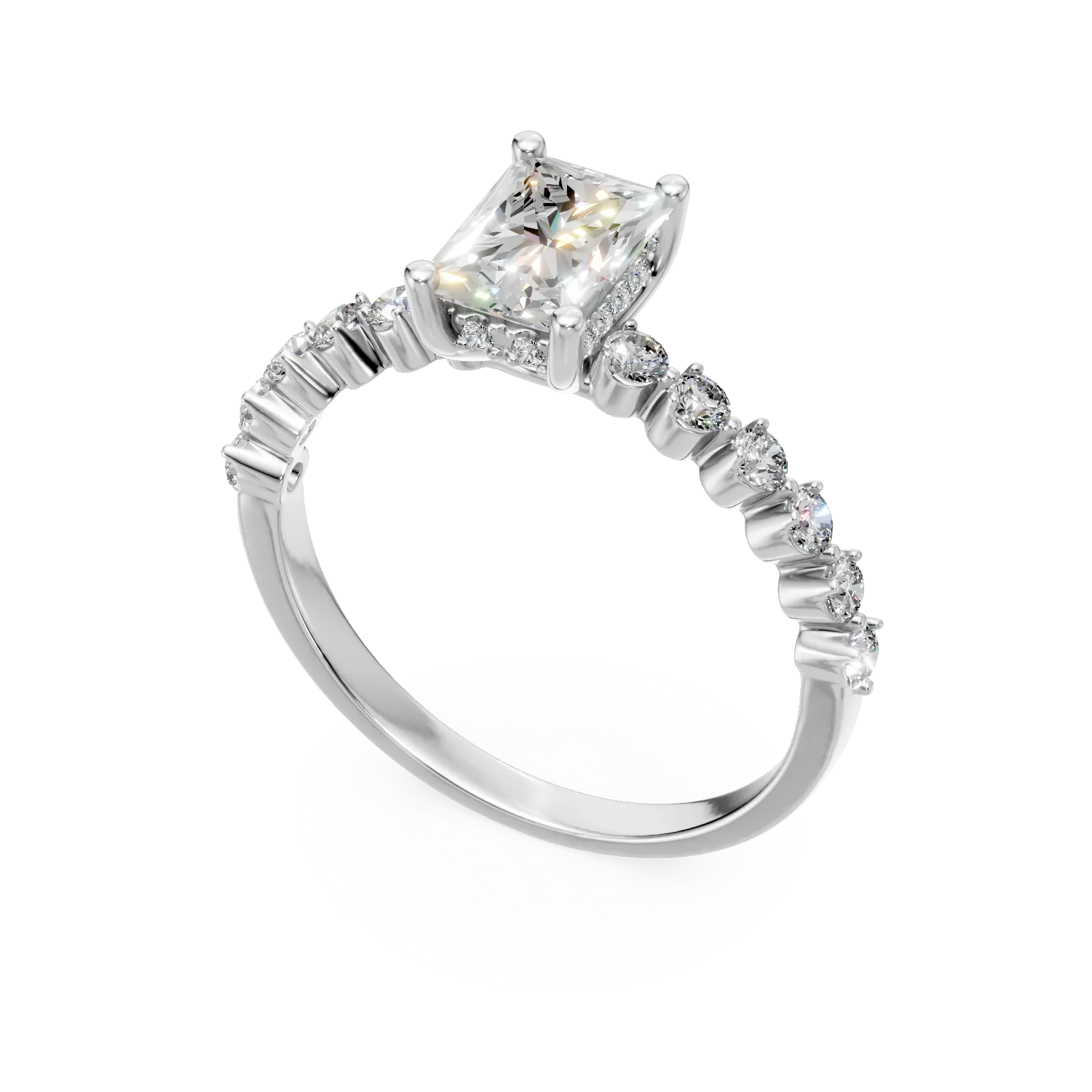 Inel din aur alb cu diamante de 1.54ct create in laborator