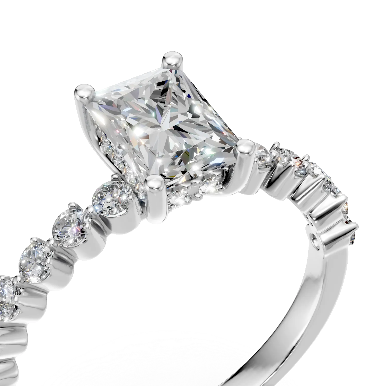 Inel din aur alb cu diamante de 1.54ct create in laborator