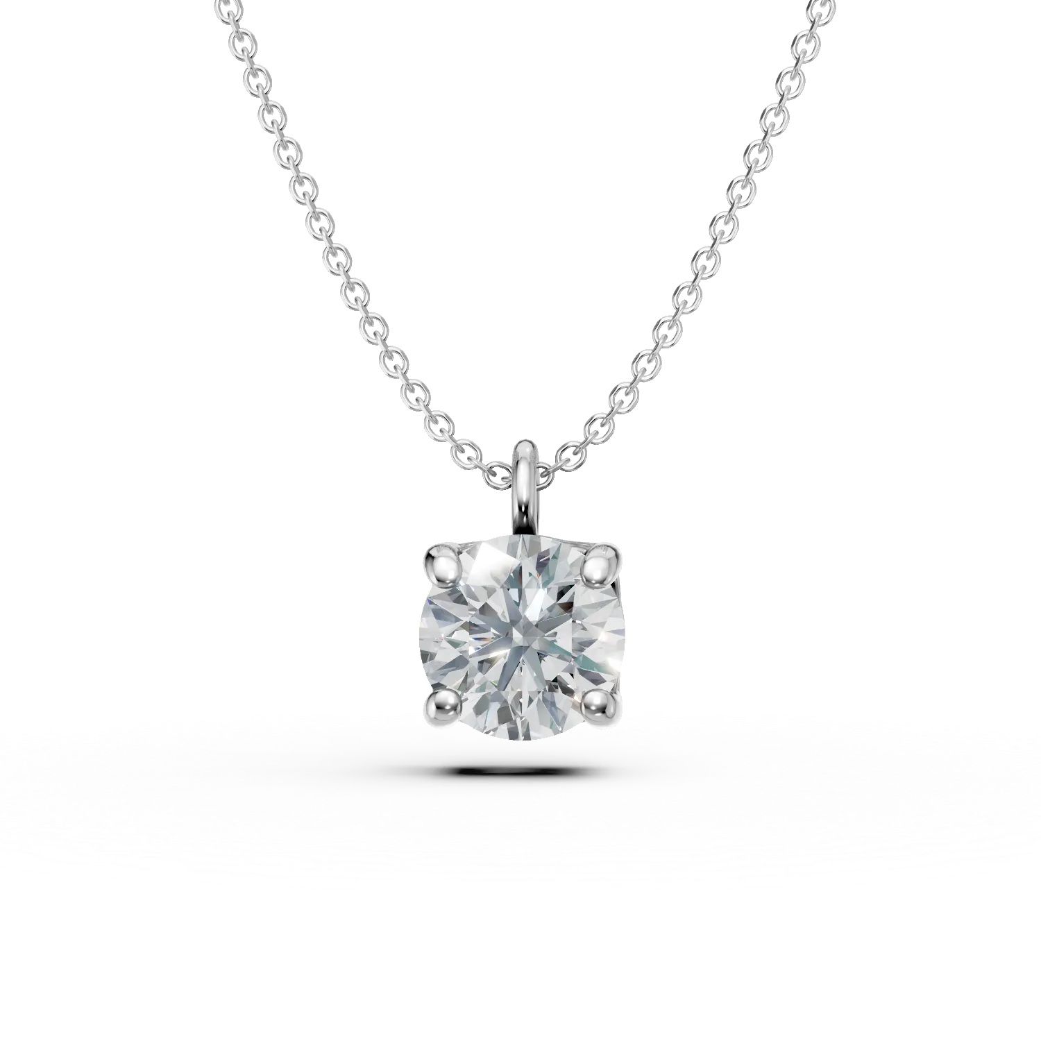 Lant cu pandantiv din aur alb si zirconia solitaire