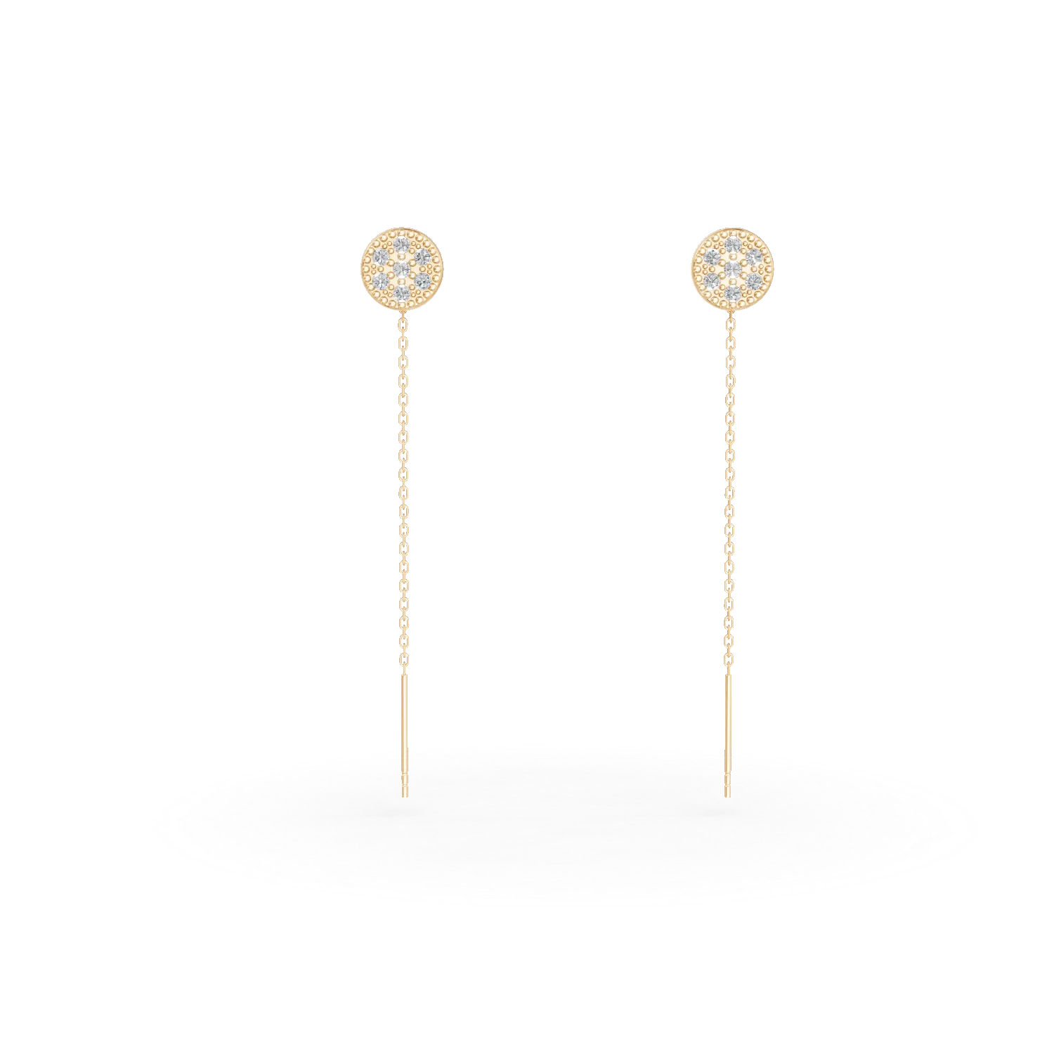 Cercei lungi din aur galben cu zirconii