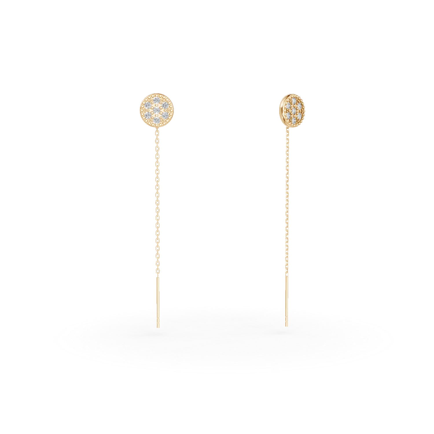 Cercei lungi din aur galben cu zirconii