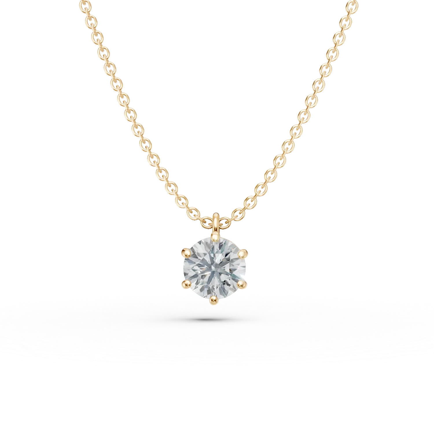 Lant cu pandantiv din aur galben cu zirconia solitaire