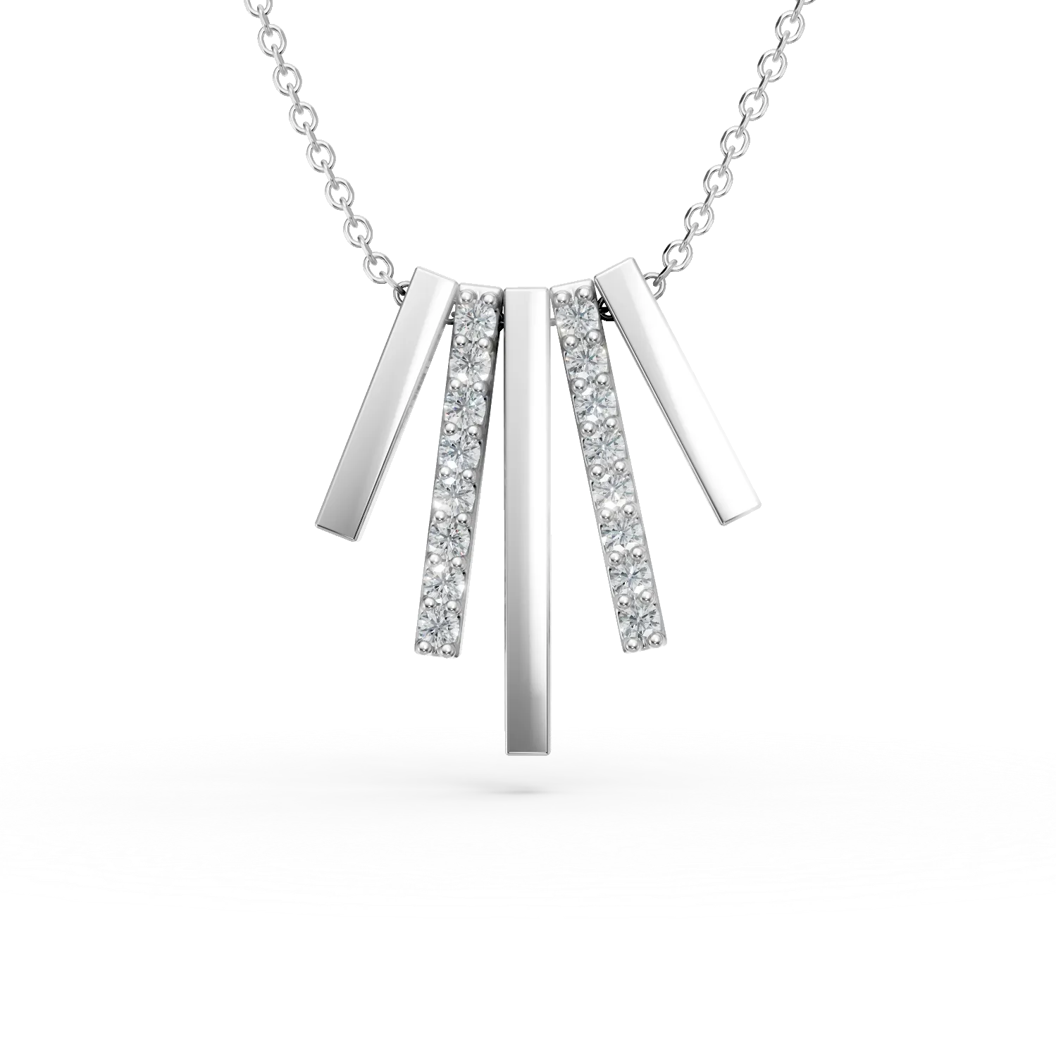 Lant cu pandantiv geometric din aur alb