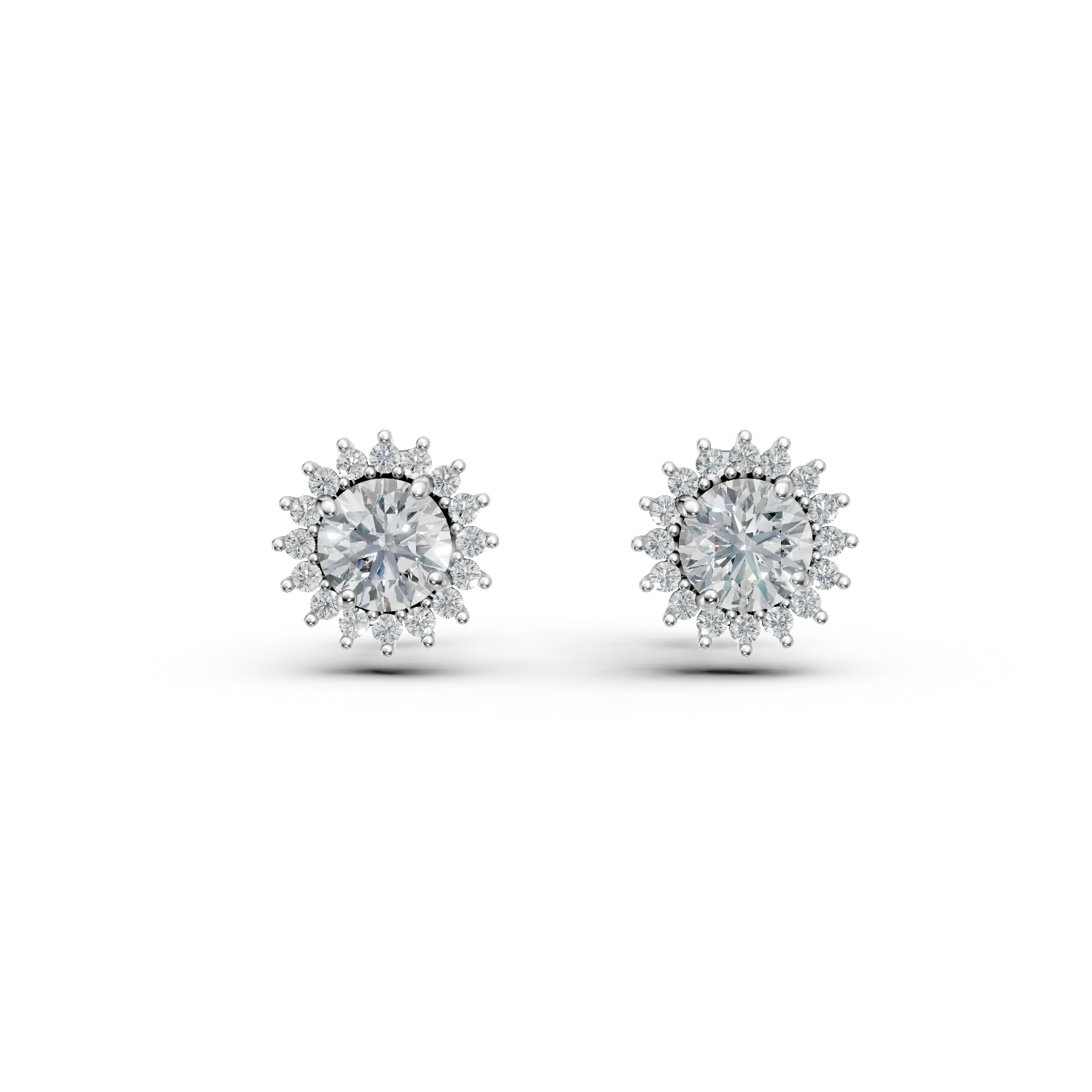 Cercei geometrici din aur alb cu zirconii