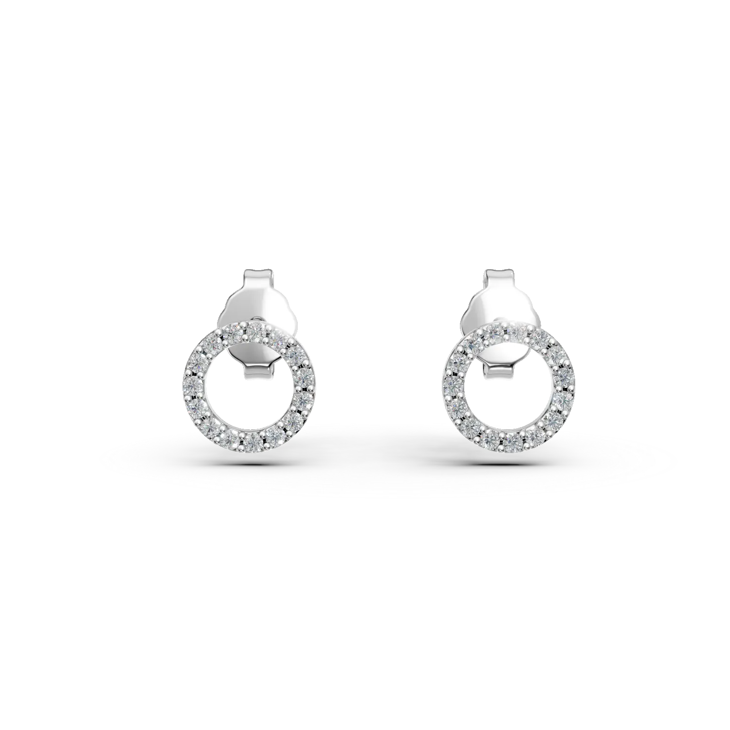 Cercei rotunzi din aur alb cu zirconii