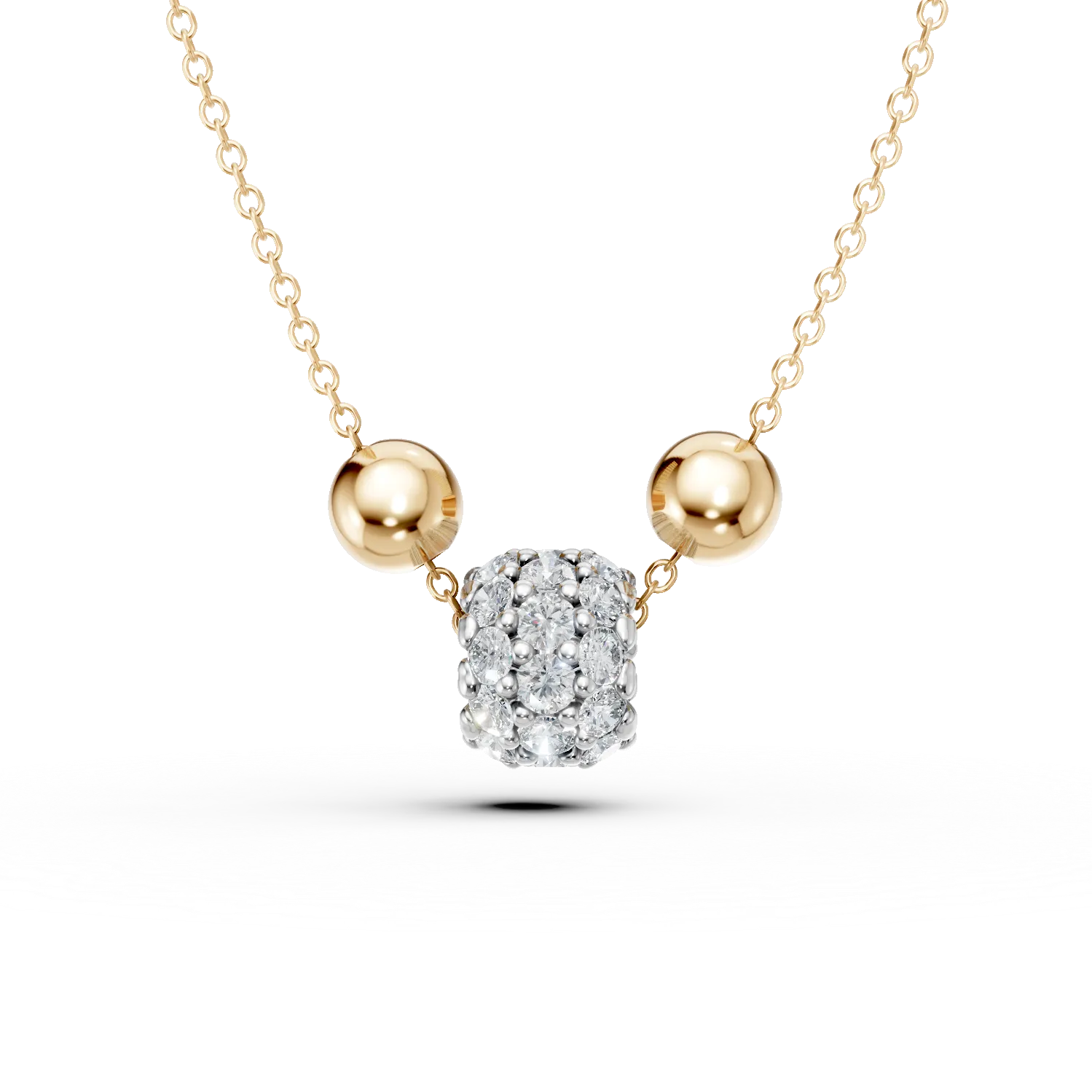 Lant cu pandantive din aur alb-galben cu zirconii