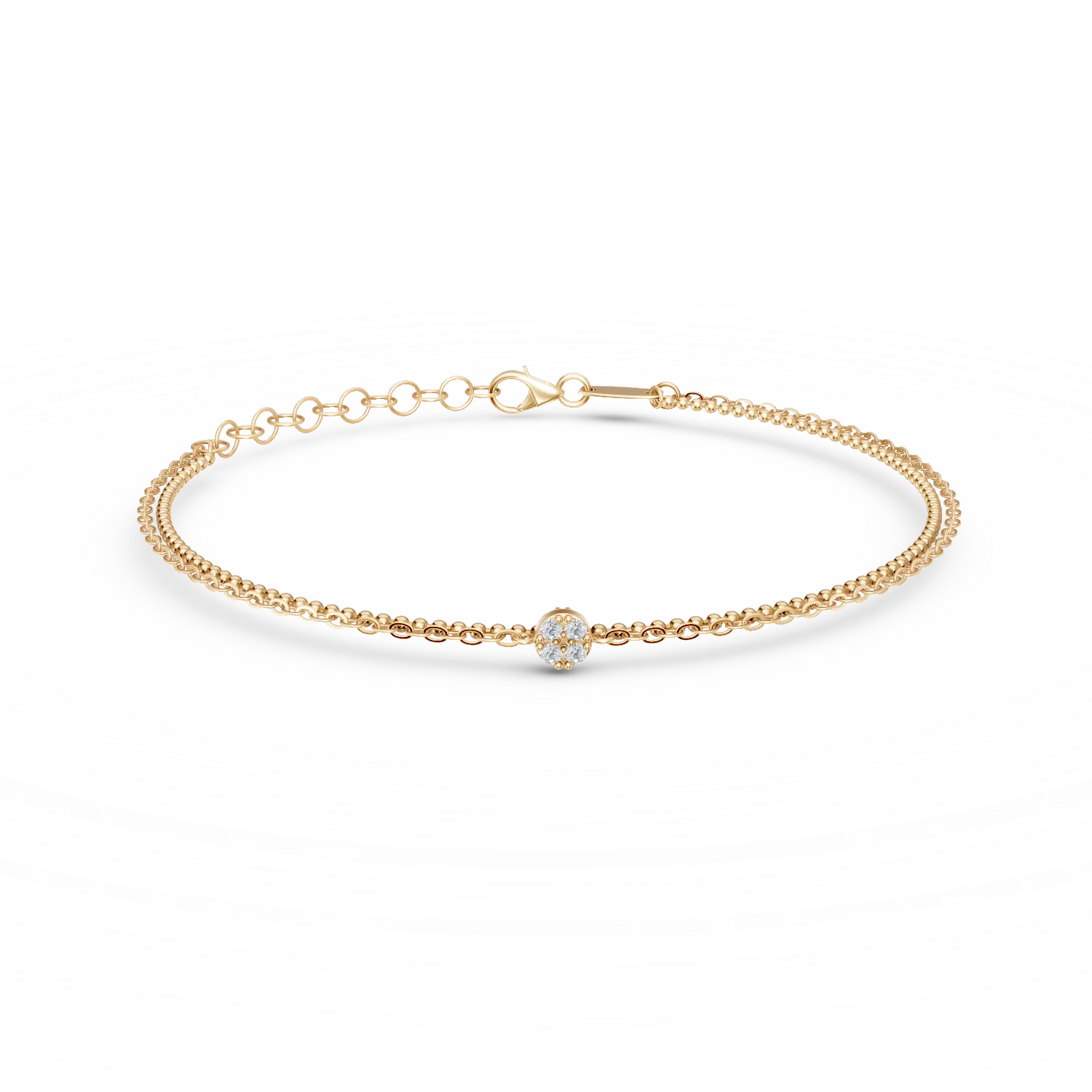 Bratara dubla din aur galben cu zirconii