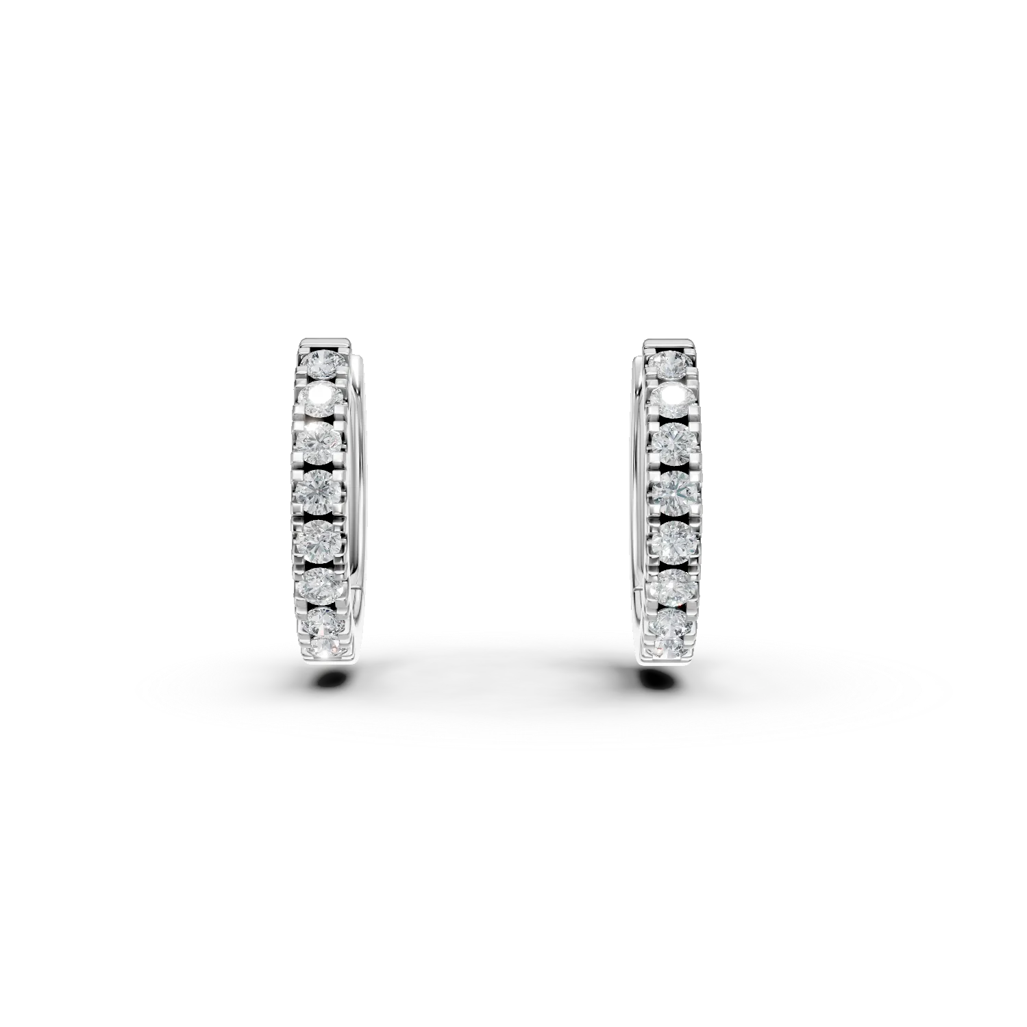 Cercei rotunzi din aur alb cu zirconii